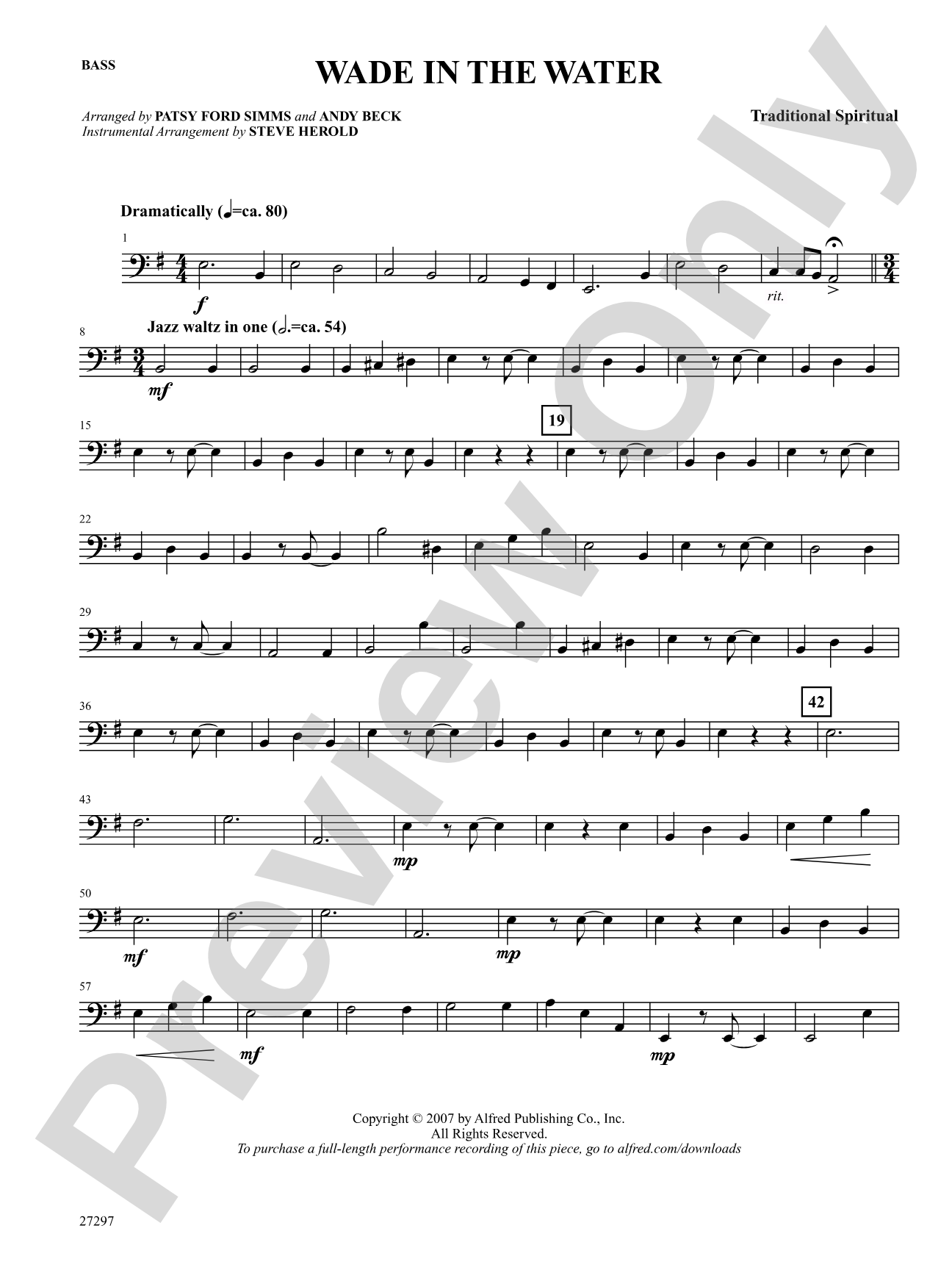 Wade in the Water: String Bass: Choral SoundPax
