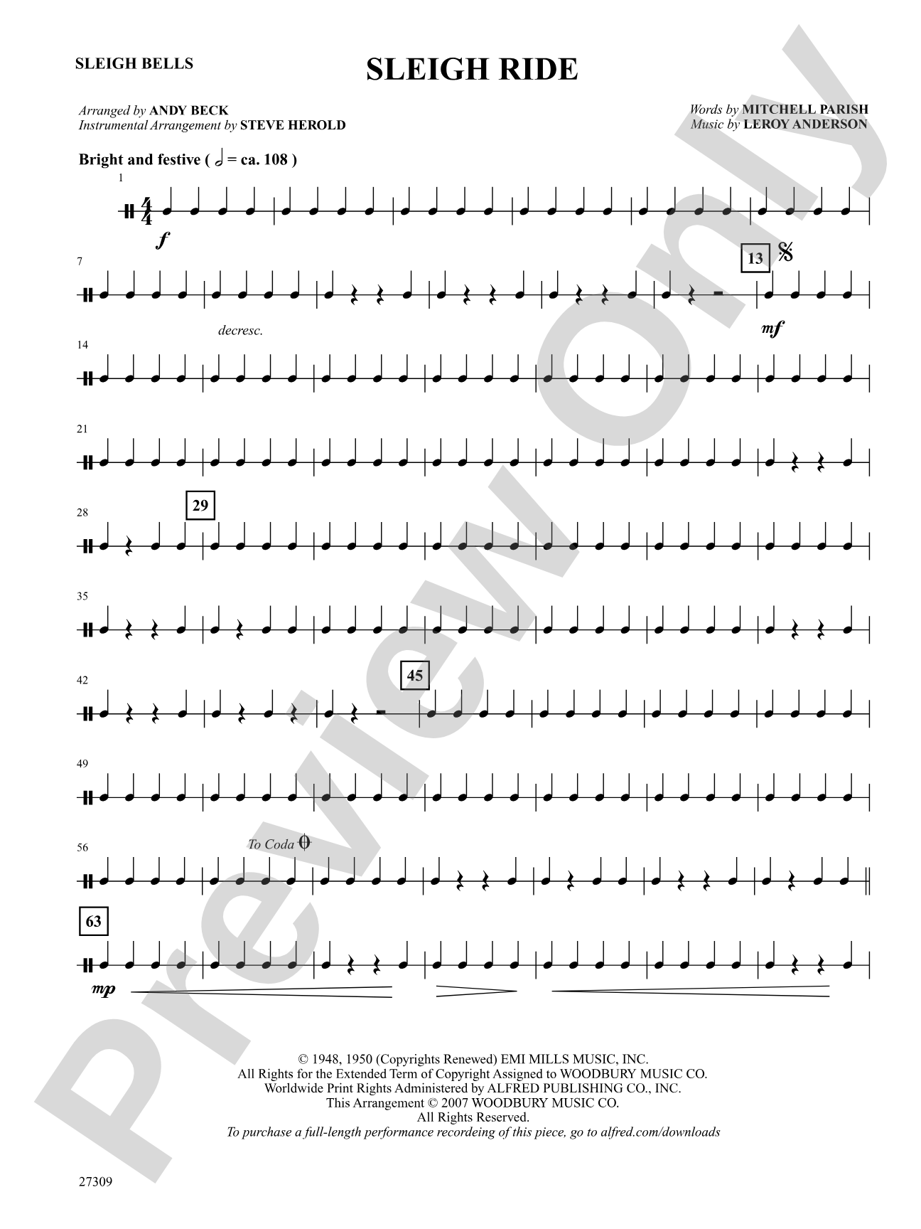 Sleigh Ride: Bells: Choral SoundPax