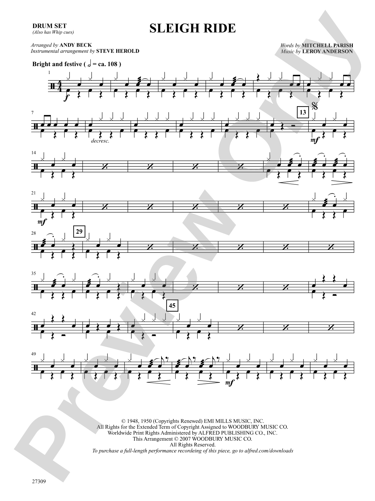 Sleigh Ride: Drums: Choral SoundPax