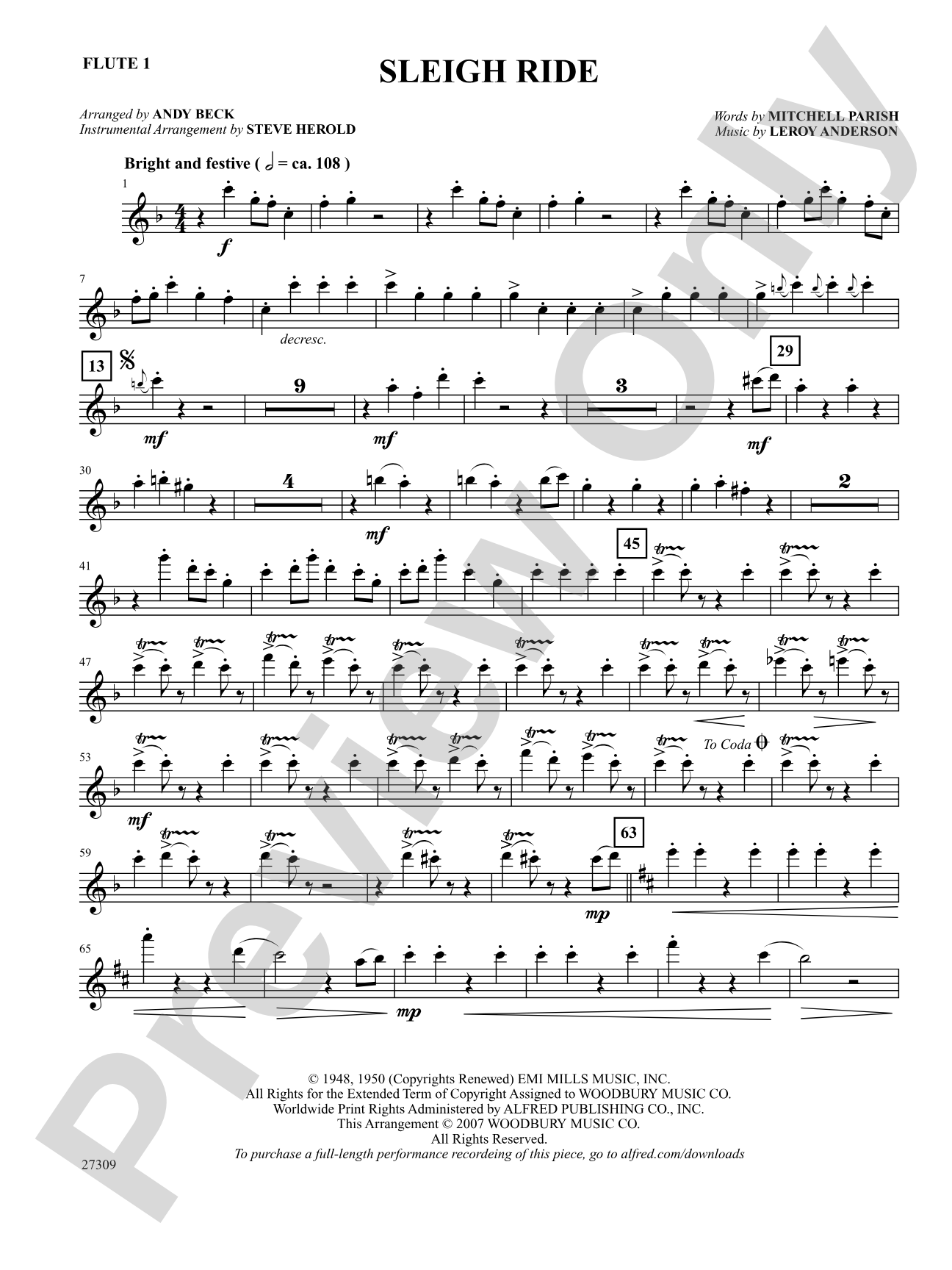 Sleigh Ride: Flute: Choral SoundPax