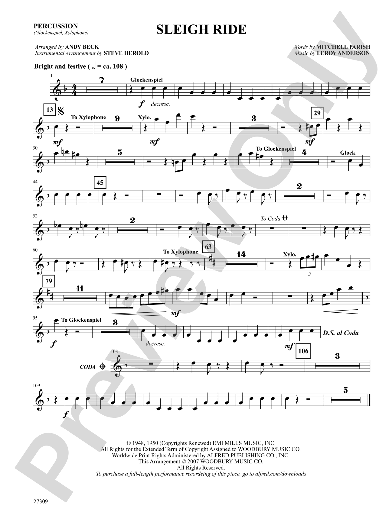 Sleigh Ride: Mallets: Choral SoundPax