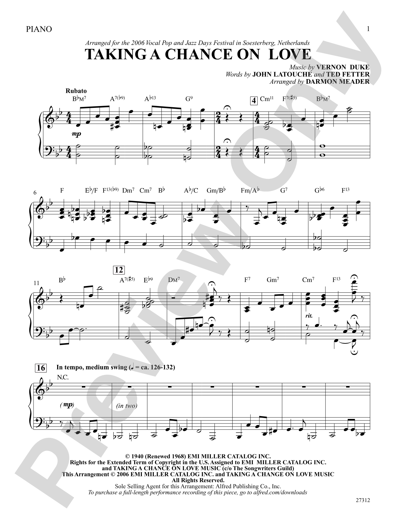 Taking a Chance on Love: Piano Accompaniment: Choral SoundPax