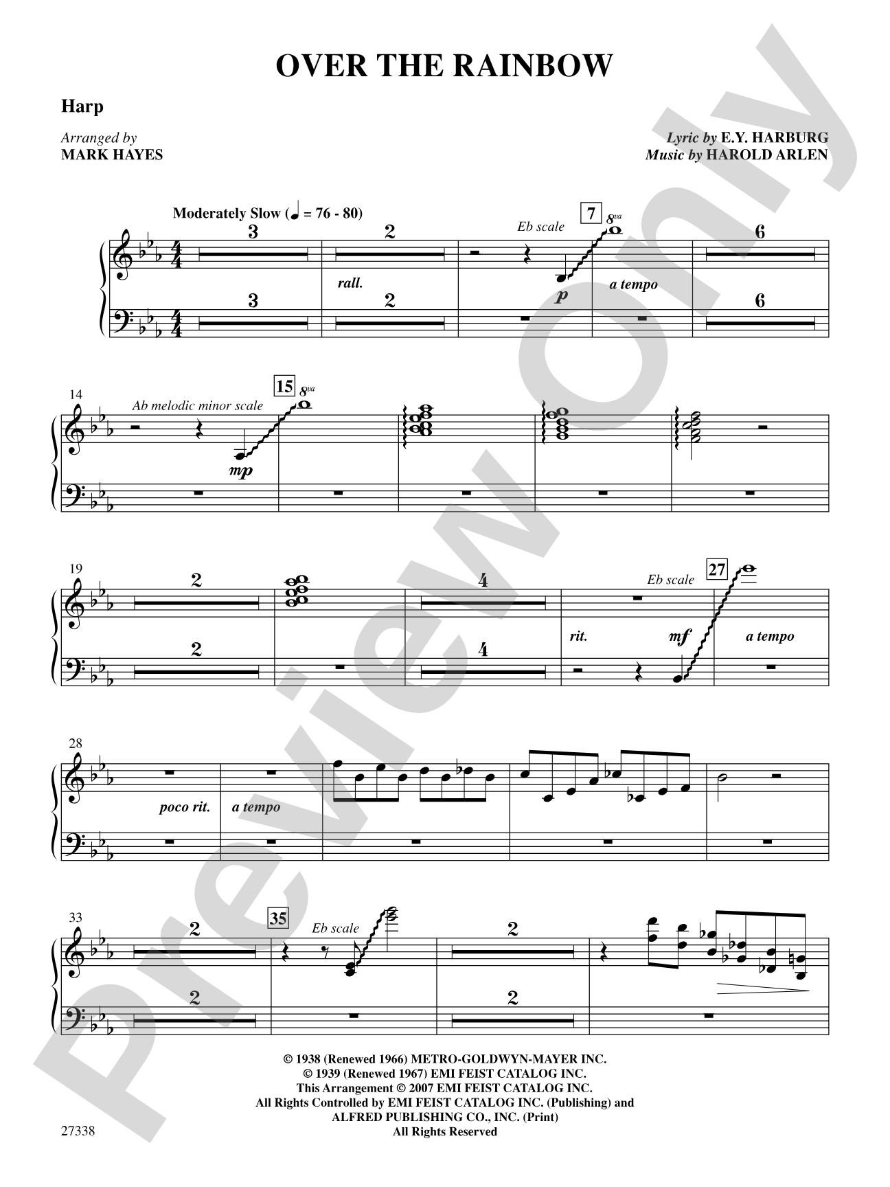 Over the Rainbow (from the musical The Wizard of Oz): Harp: Choral SoundPax