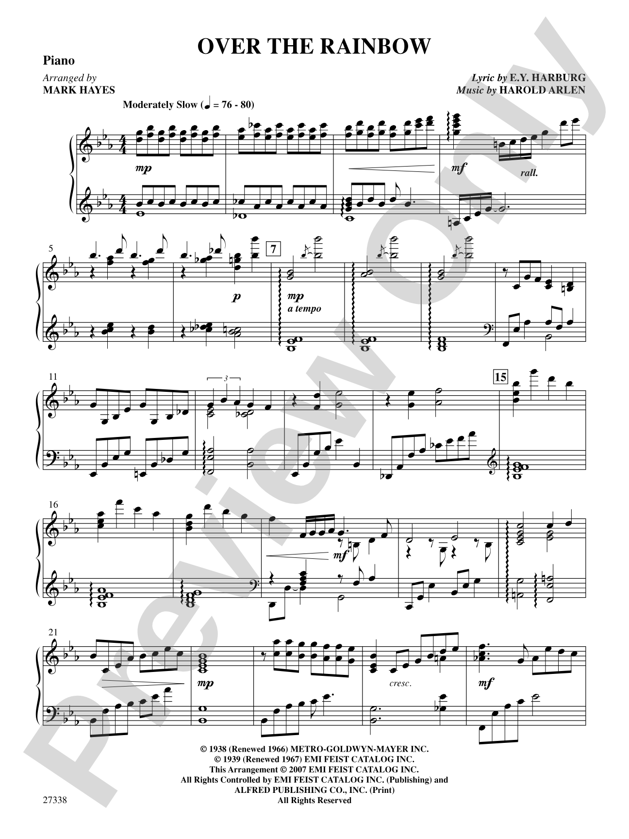 Over the Rainbow (from the musical The Wizard of Oz): Piano Accompaniment: Choral SoundPax