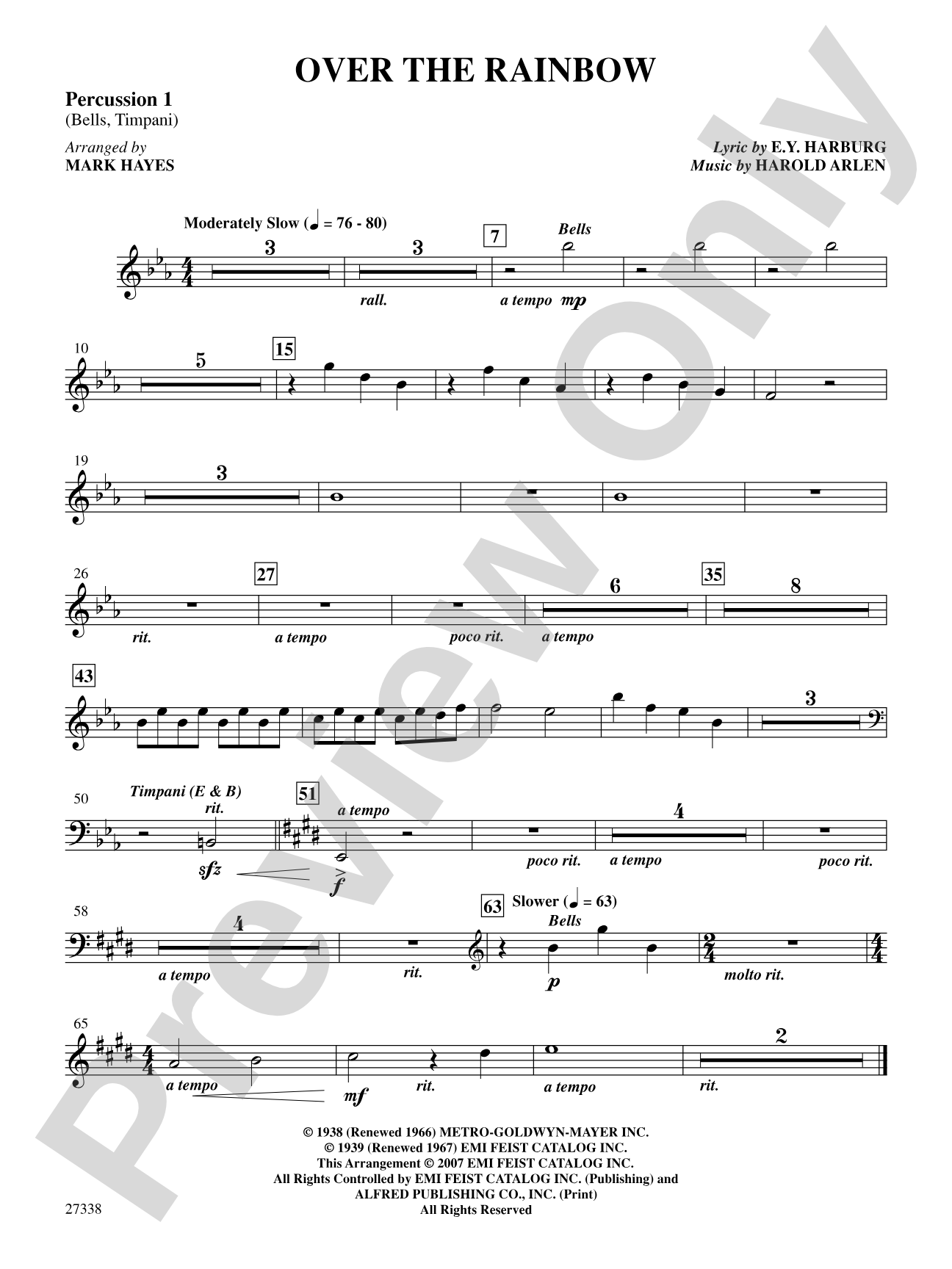 Over the Rainbow (from the musical The Wizard of Oz): 1st Percussion: Choral SoundPax