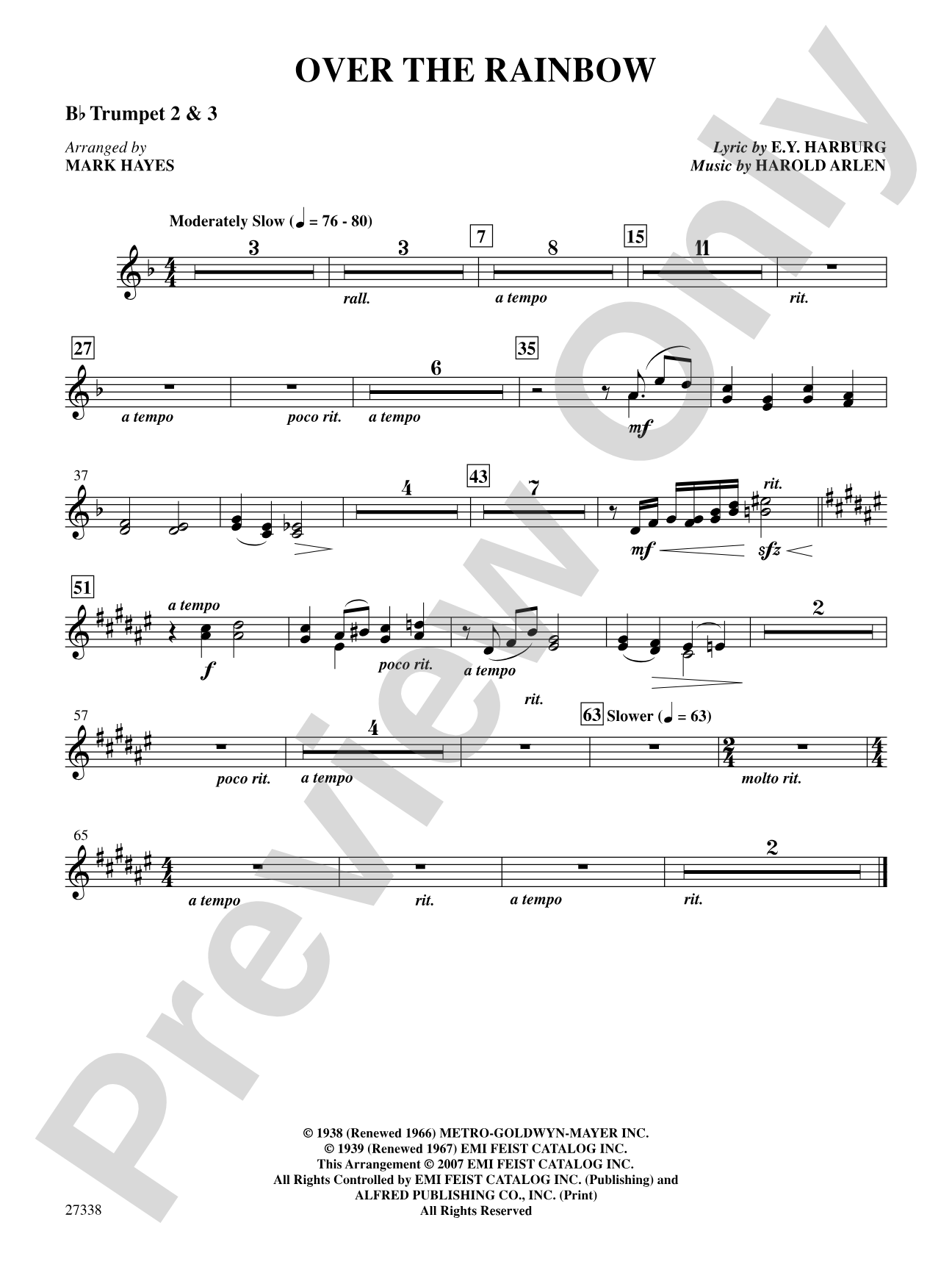 Over the Rainbow (from the musical The Wizard of Oz): 2nd & 3rd Trumpet: Choral SoundPax