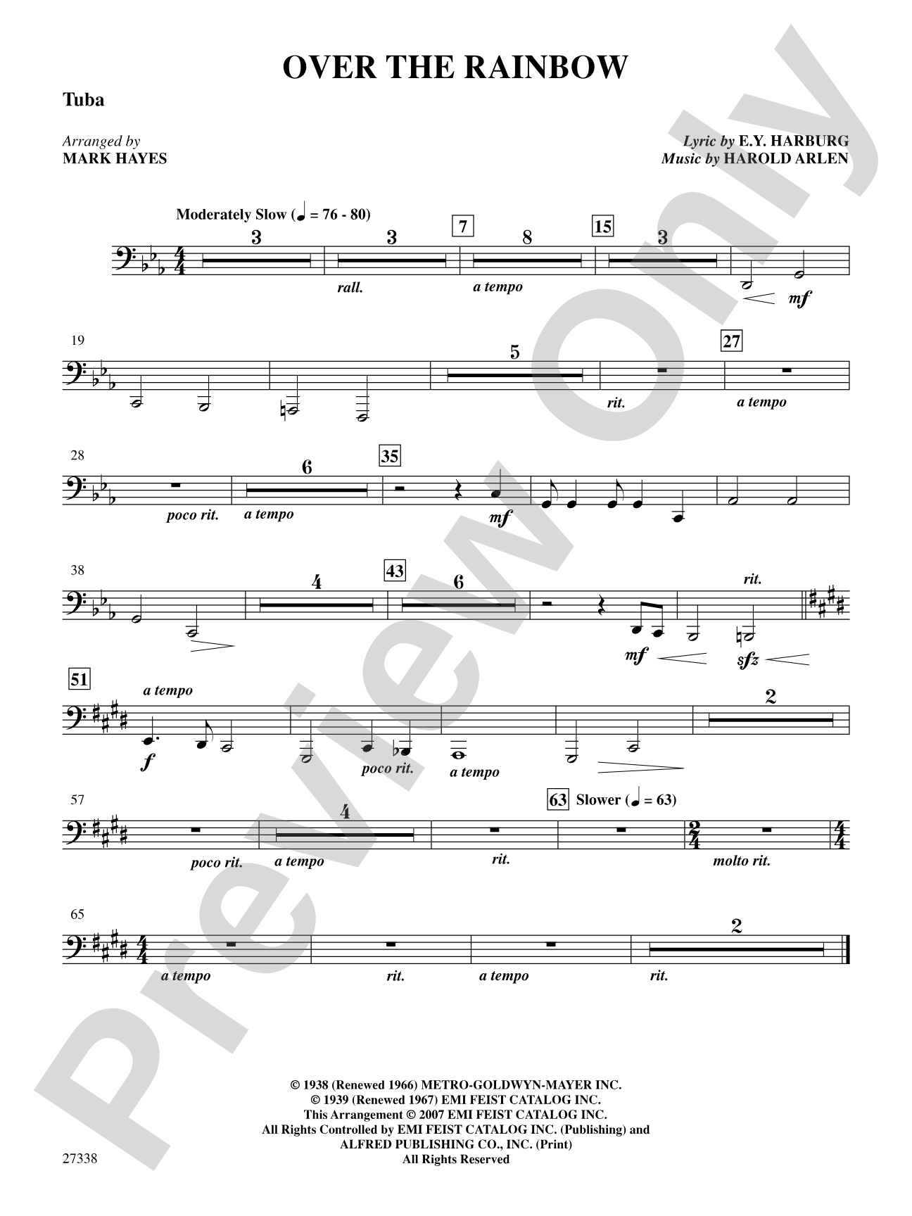 Over the Rainbow (from the musical The Wizard of Oz): Tuba: Choral SoundPax