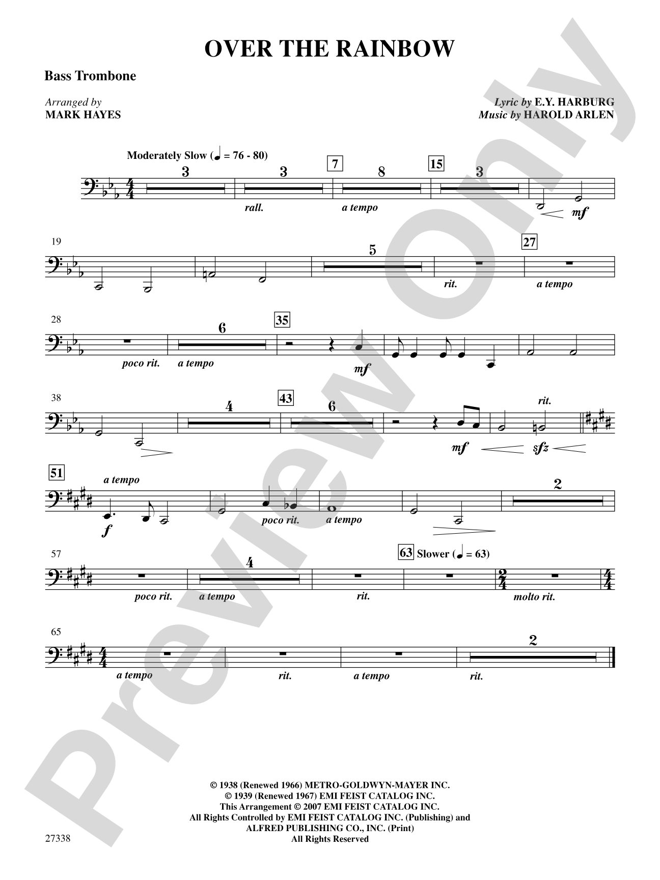 Over the Rainbow (from the musical The Wizard of Oz): 3rd Trombone: Choral SoundPax