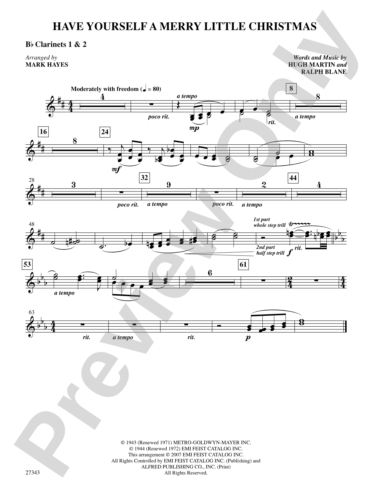 Have Yourself a Merry Little Christmas: 1st & 2nd B-flat Clarinets: Choral SoundPax