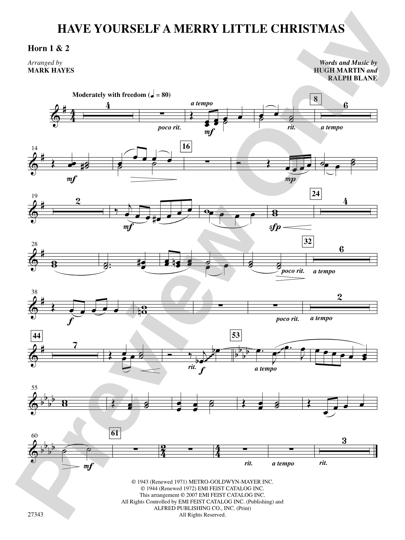 Have Yourself a Merry Little Christmas: 1st & 2nd F Horns: Choral SoundPax