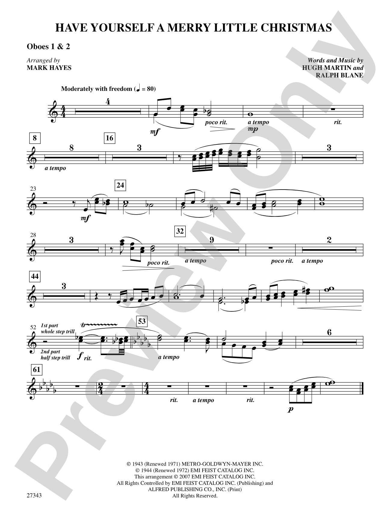 Have Yourself a Merry Little Christmas: 1st & 2nd Oboe: Choral SoundPax