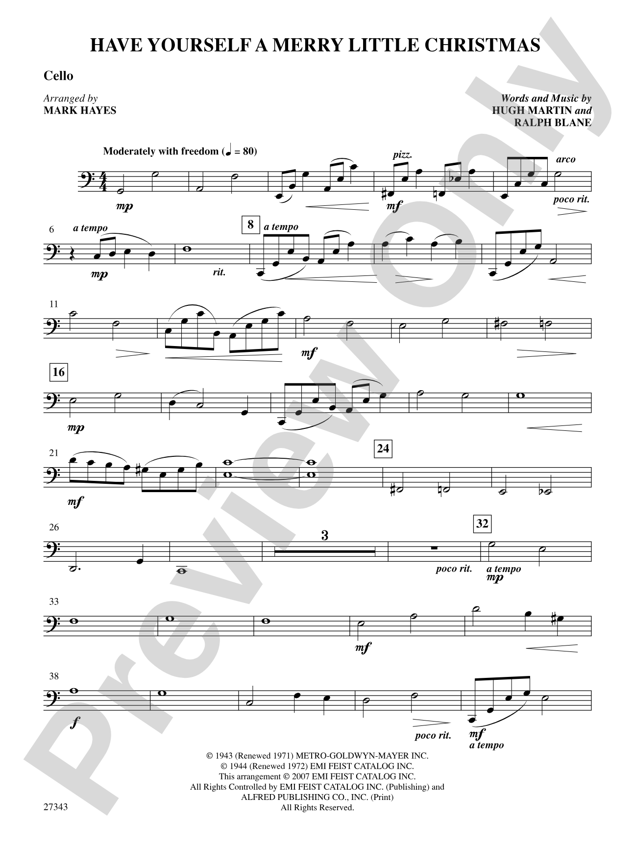 Have Yourself a Merry Little Christmas: Cello: Choral SoundPax