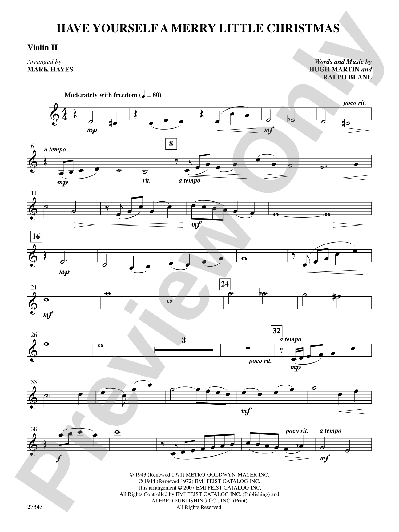 Have Yourself a Merry Little Christmas: 2nd Violin: Choral SoundPax