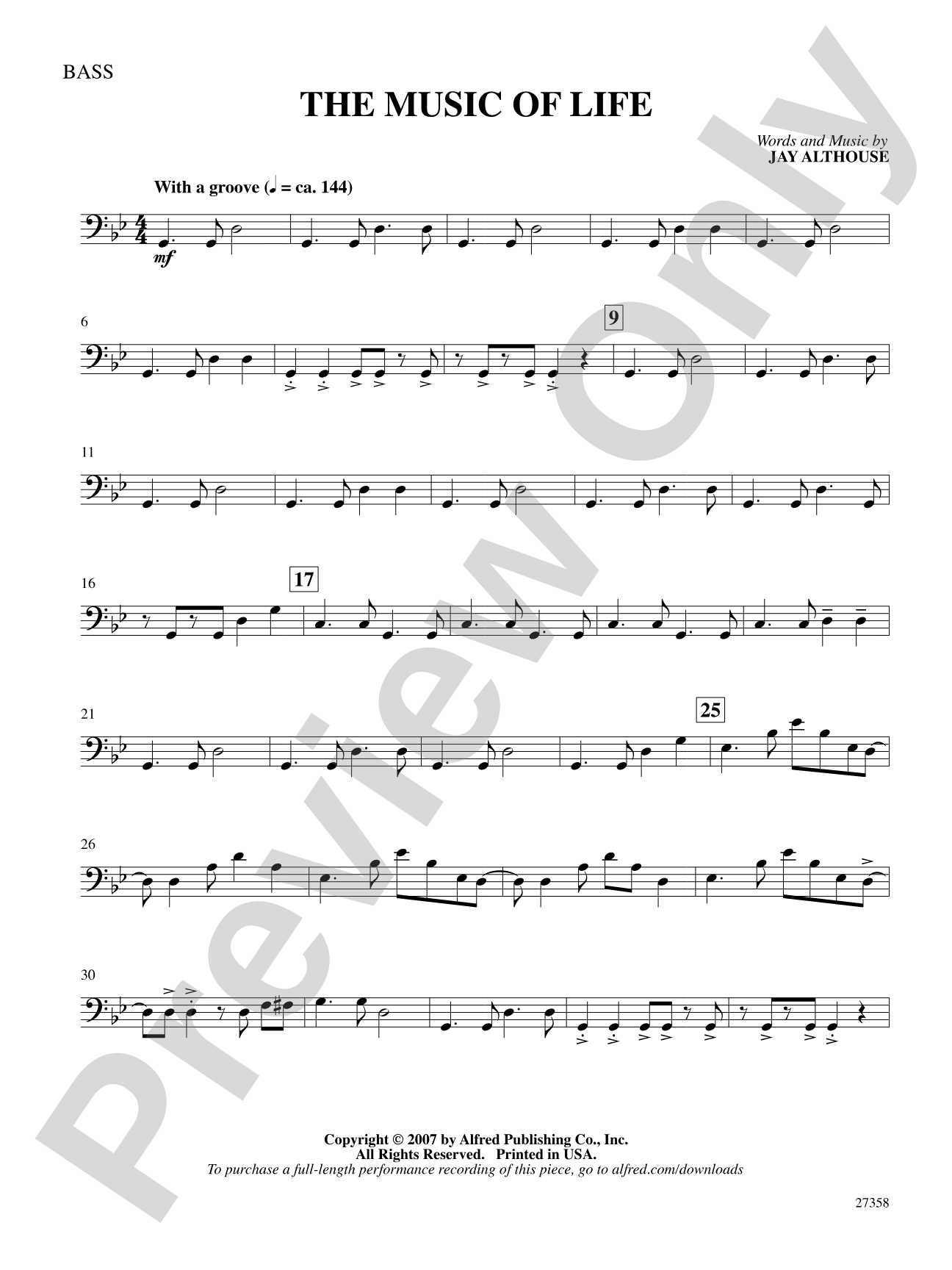 The Music of Life: String Bass: Choral SoundPax