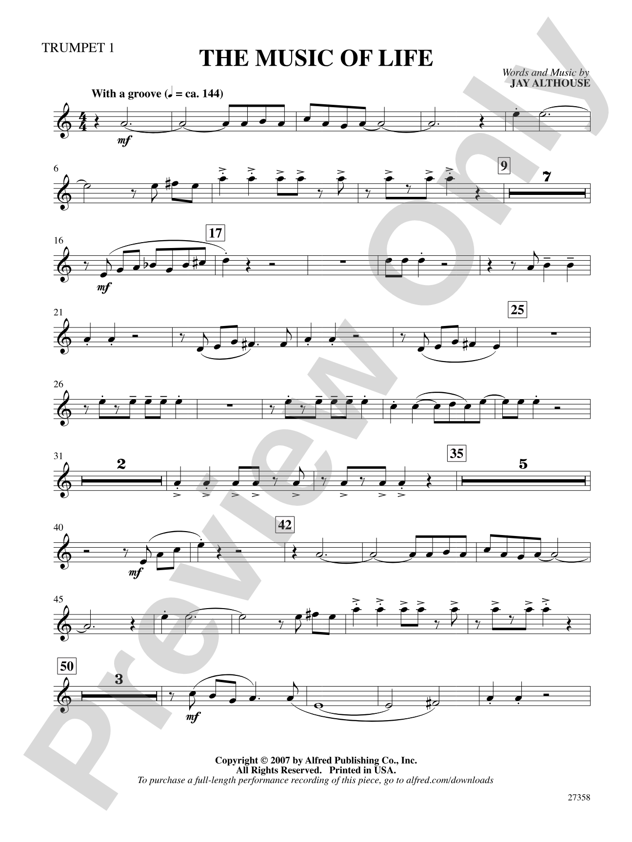 The Music of Life: 1st B-flat Trumpet: Choral SoundPax