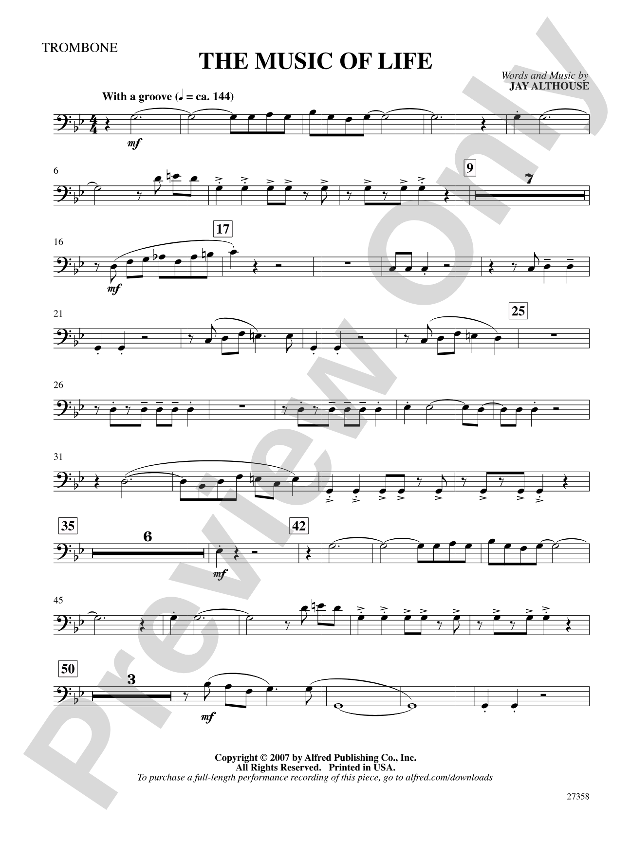 The Music of Life: 1st Trombone: Choral SoundPax