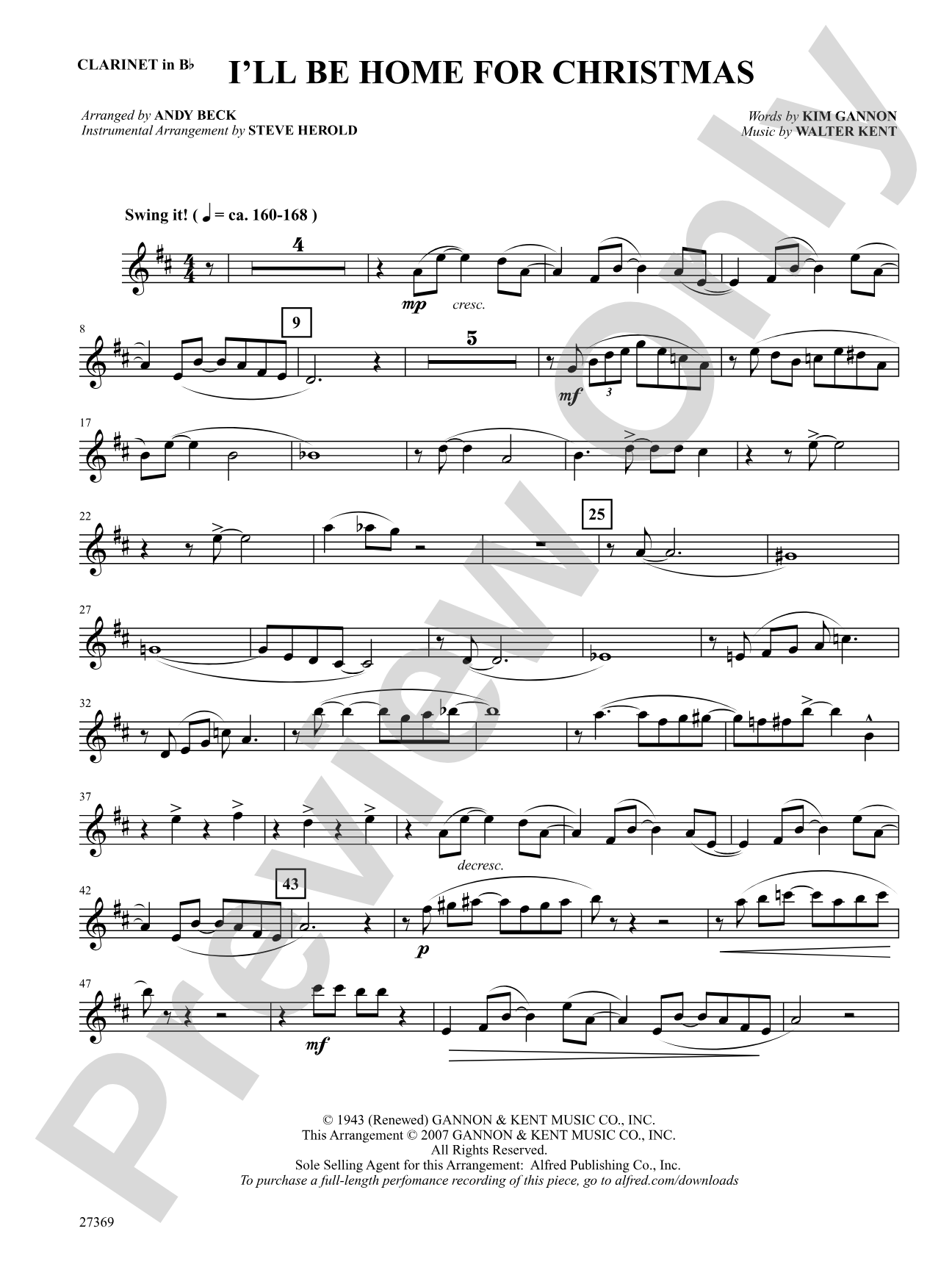 I'll Be Home for Christmas: 1st B-flat Clarinet: Choral SoundPax