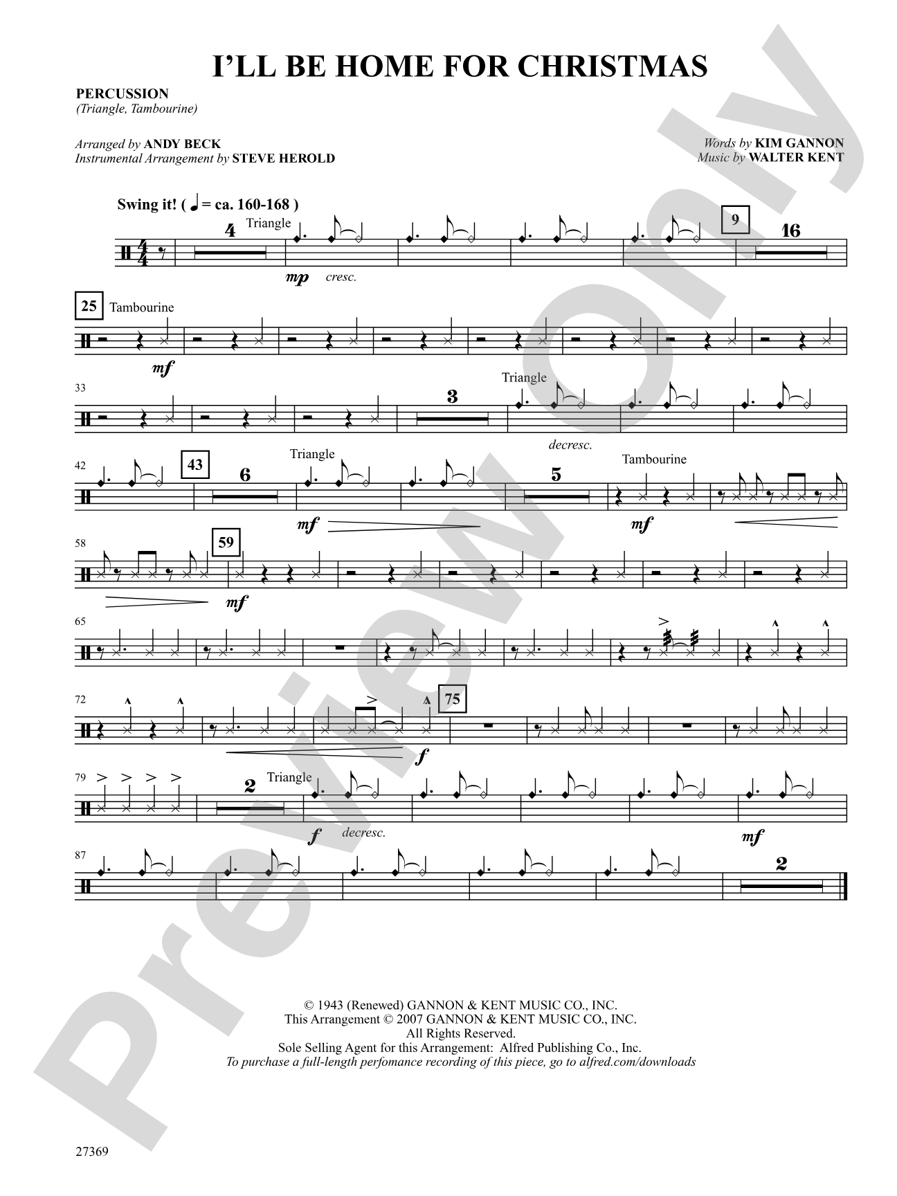 I'll Be Home for Christmas: 1st Percussion: Choral SoundPax