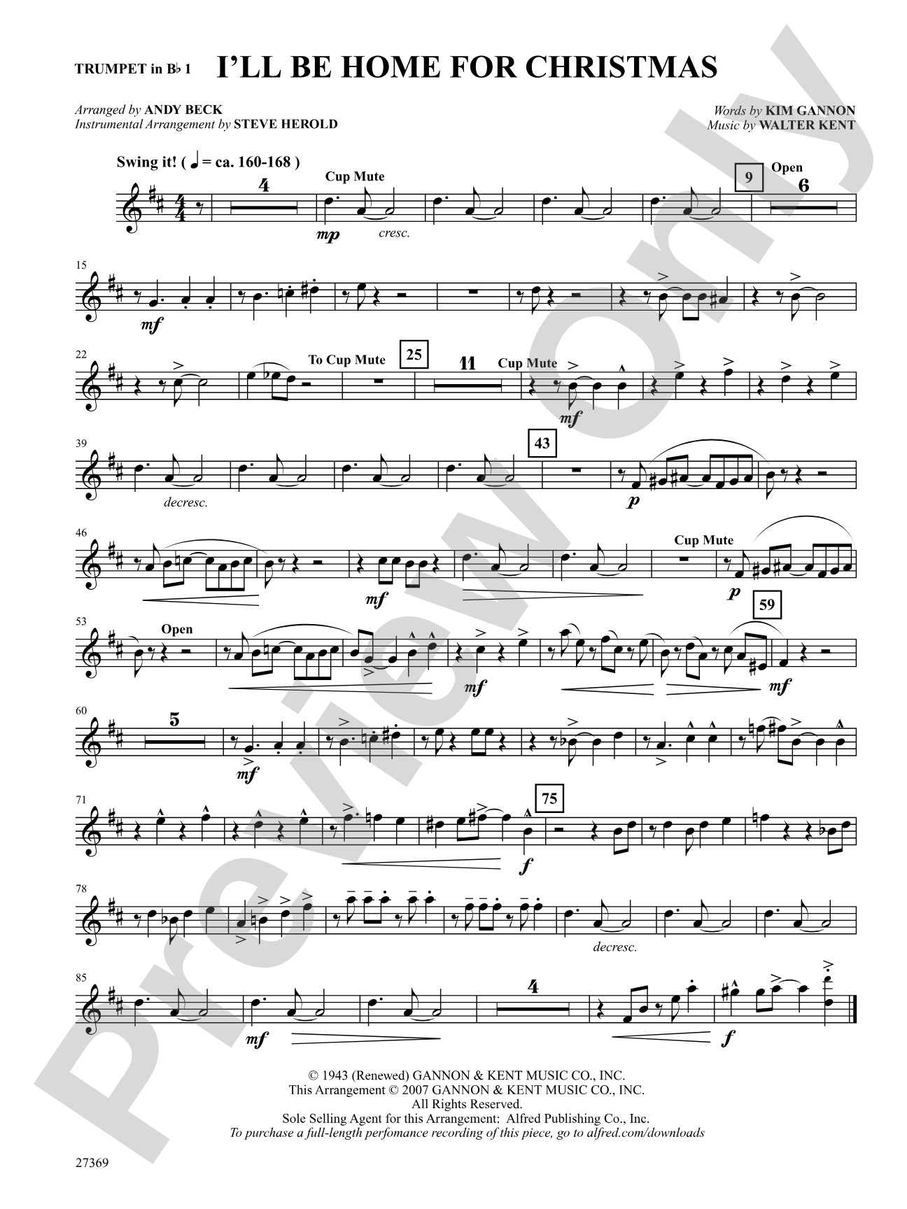 I'll Be Home for Christmas: 1st B-flat Trumpet: Choral SoundPax