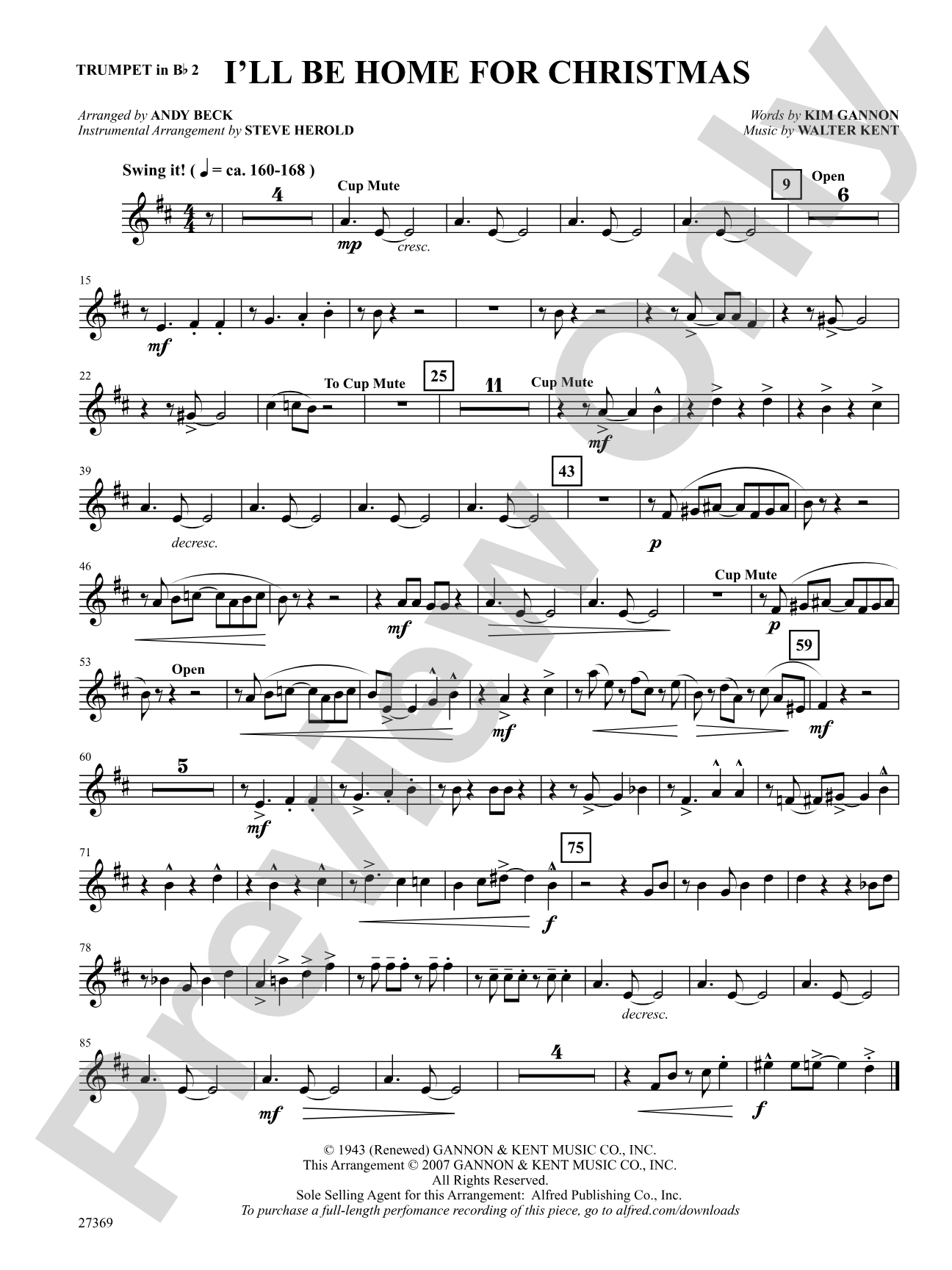 I'll Be Home for Christmas: 2nd B-flat Trumpet: Choral SoundPax