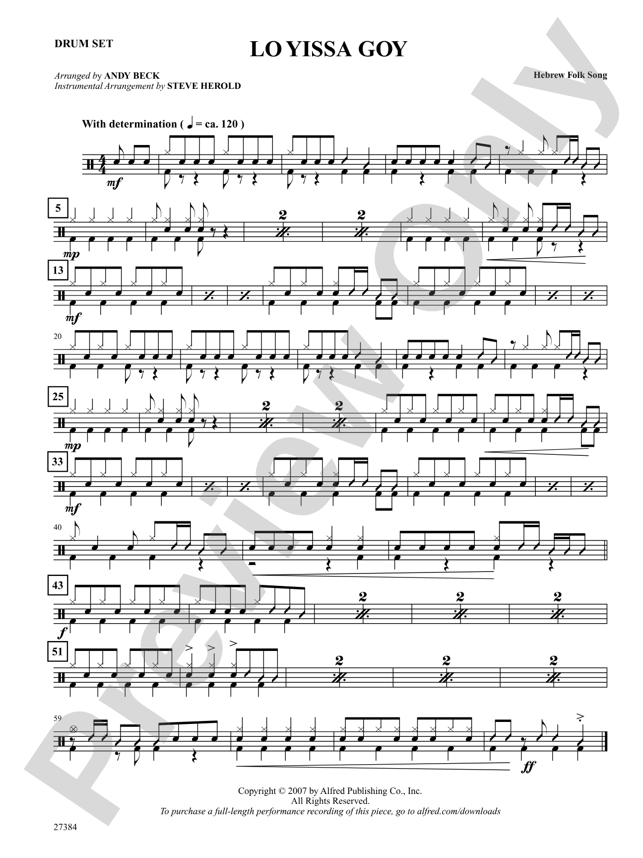 Lo Yissa Goy: Drums: Choral SoundPax