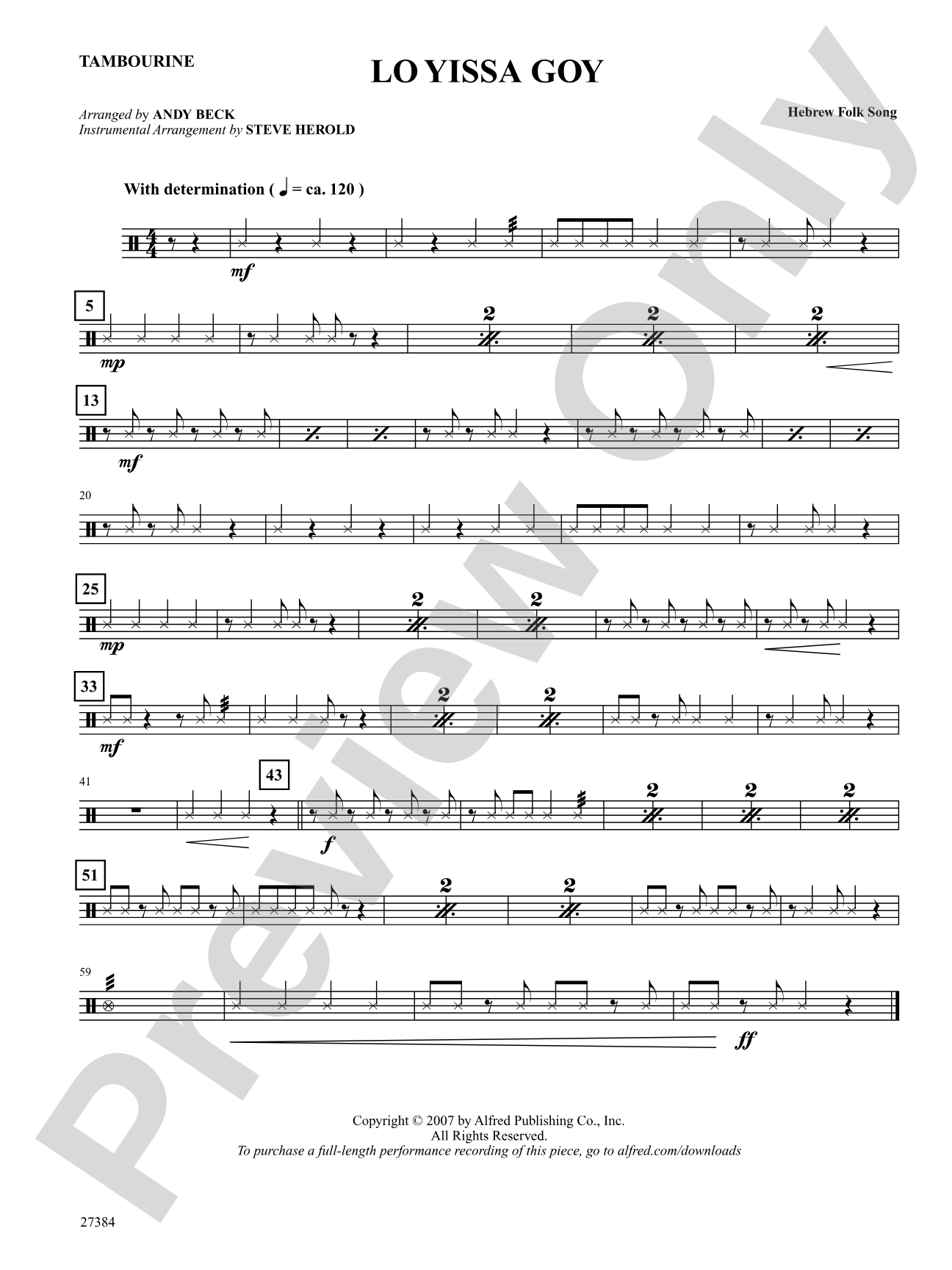 Lo Yissa Goy: 1st Percussion: Choral SoundPax