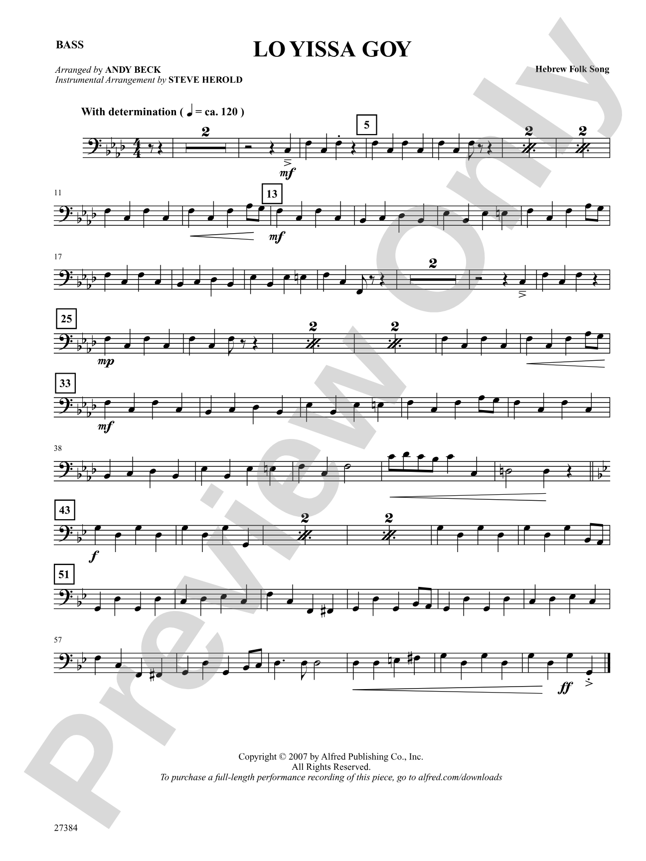 Lo Yissa Goy: String Bass: Choral SoundPax