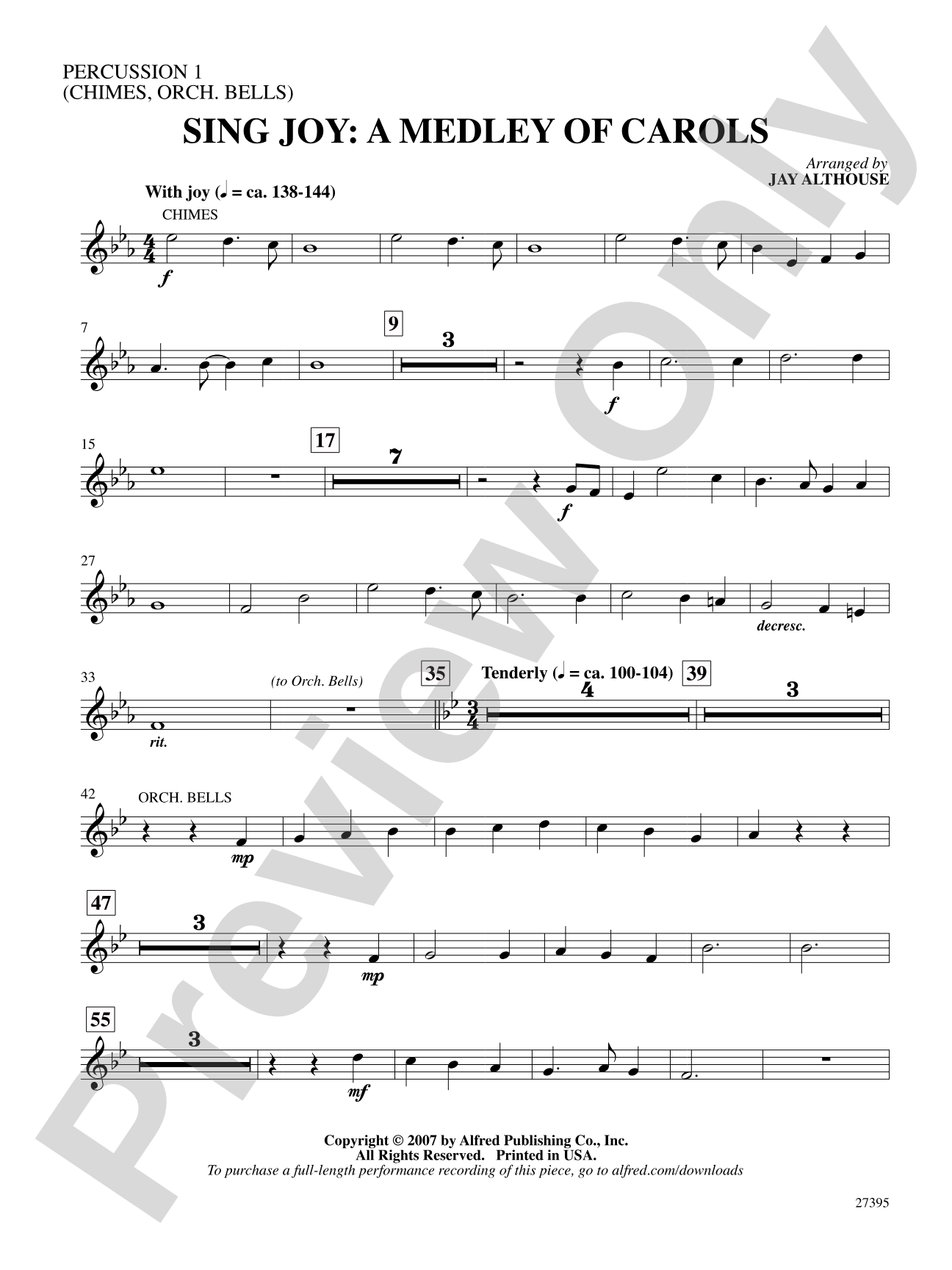Sing Joy: A Medley of Carols: 1st Percussion: Choral SoundPax
