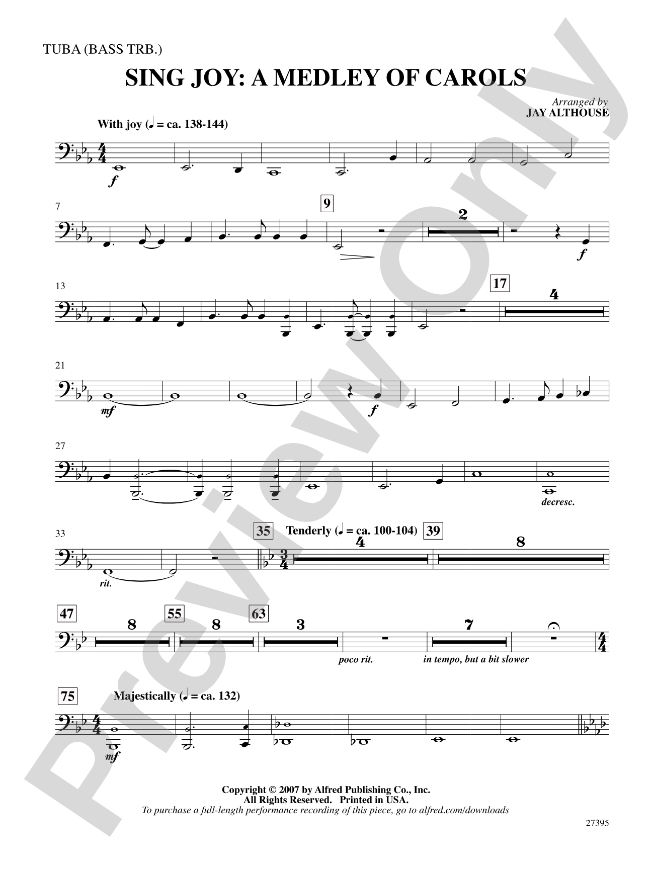 Sing Joy: A Medley of Carols: Tuba: Choral SoundPax