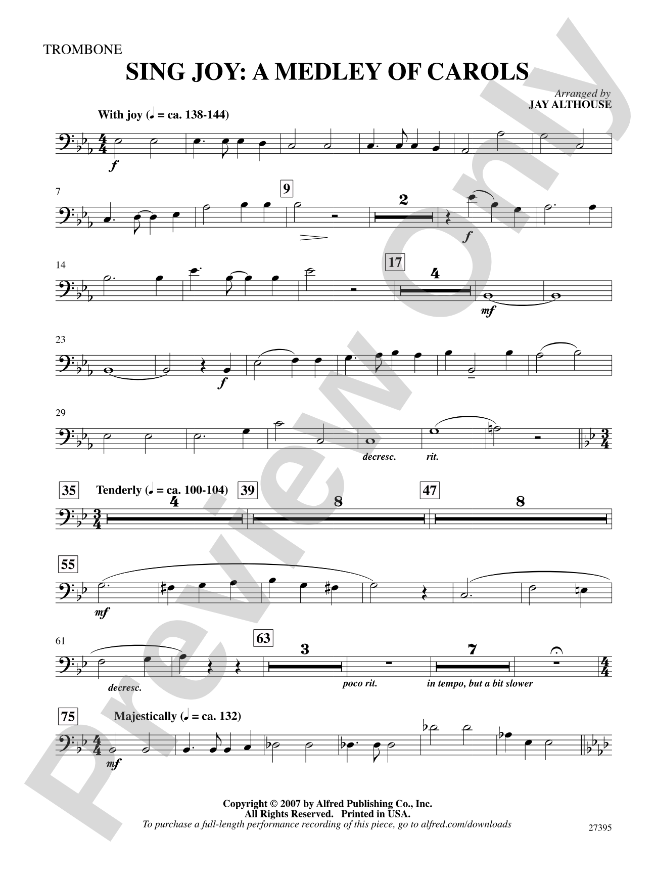 Sing Joy: A Medley of Carols: 1st Trombone: Choral SoundPax