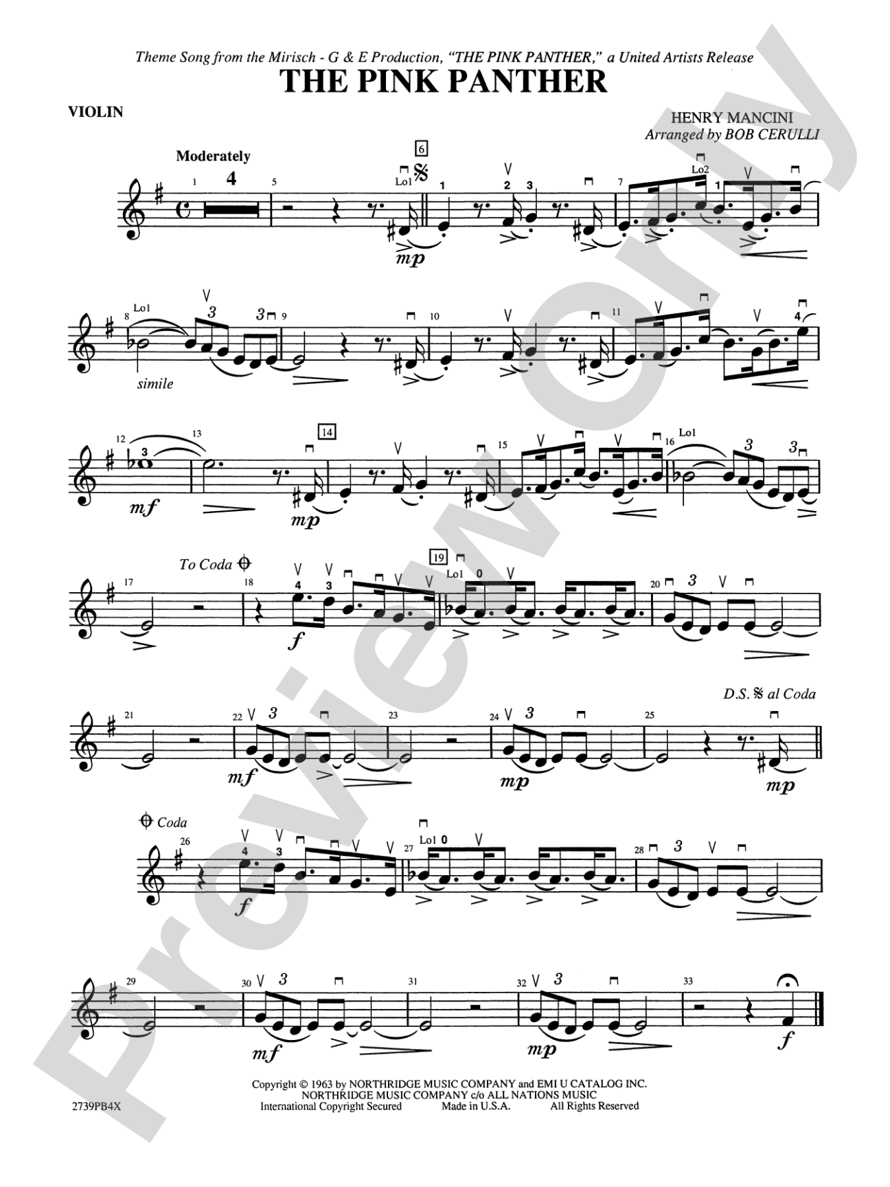 The Pink Panther: 1st Violin