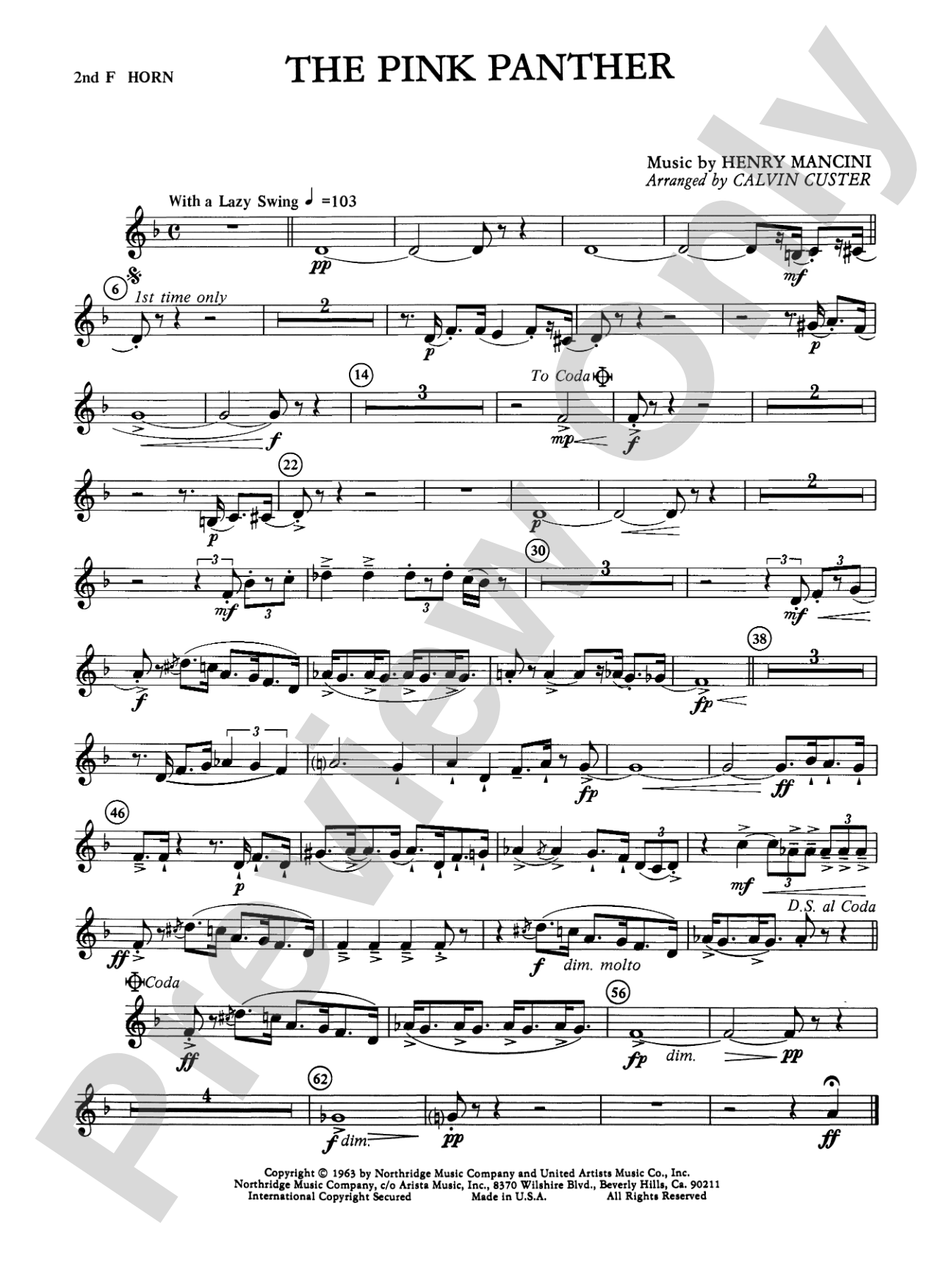 The Pink Panther: 2nd F Horn