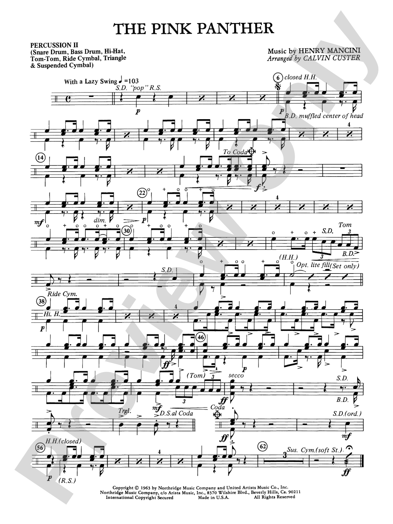 The Pink Panther: 2nd Percussion