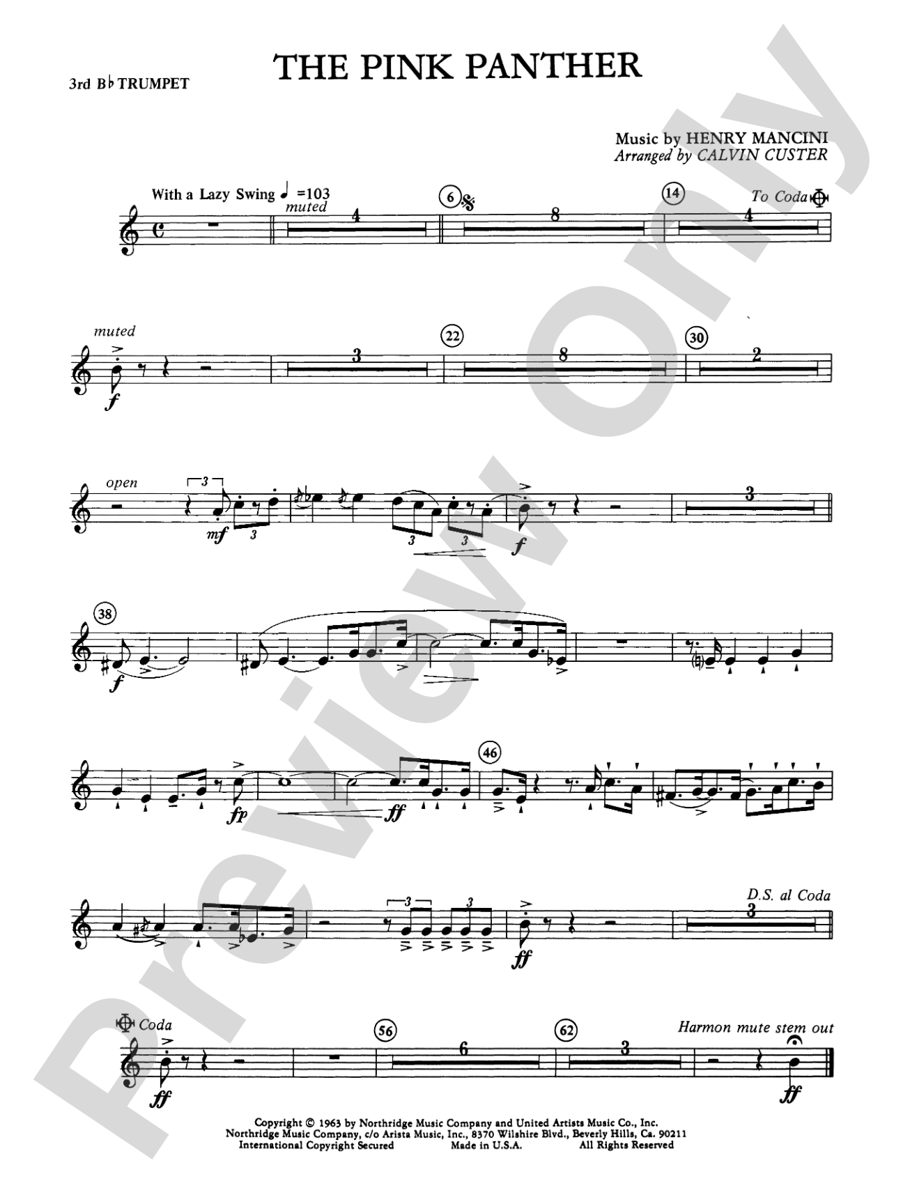 The Pink Panther: 3rd B-flat Trumpet