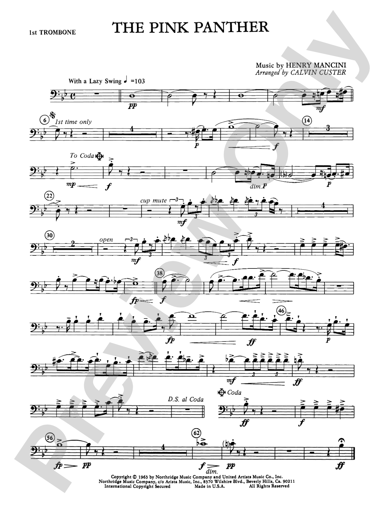 The Pink Panther: 1st Trombone