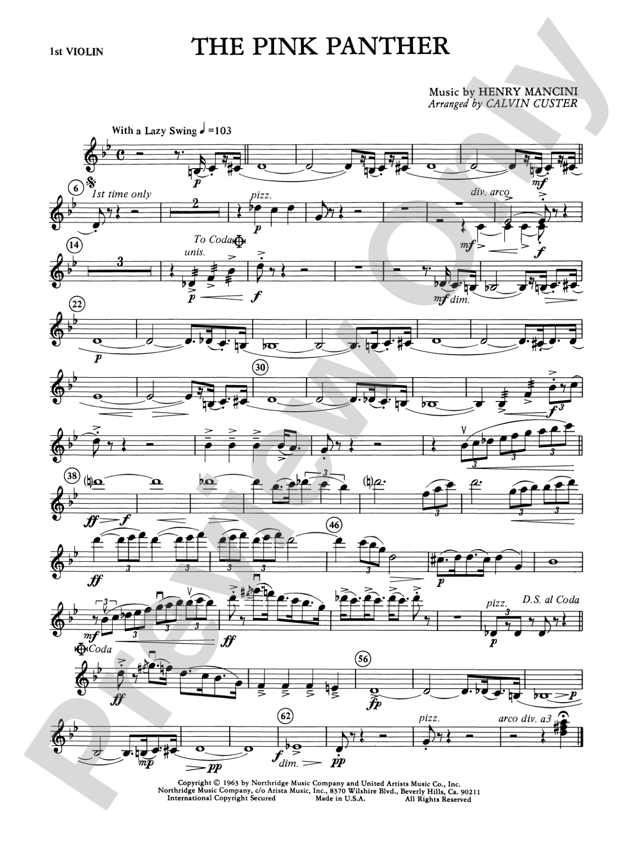The Pink Panther: 1st Violin