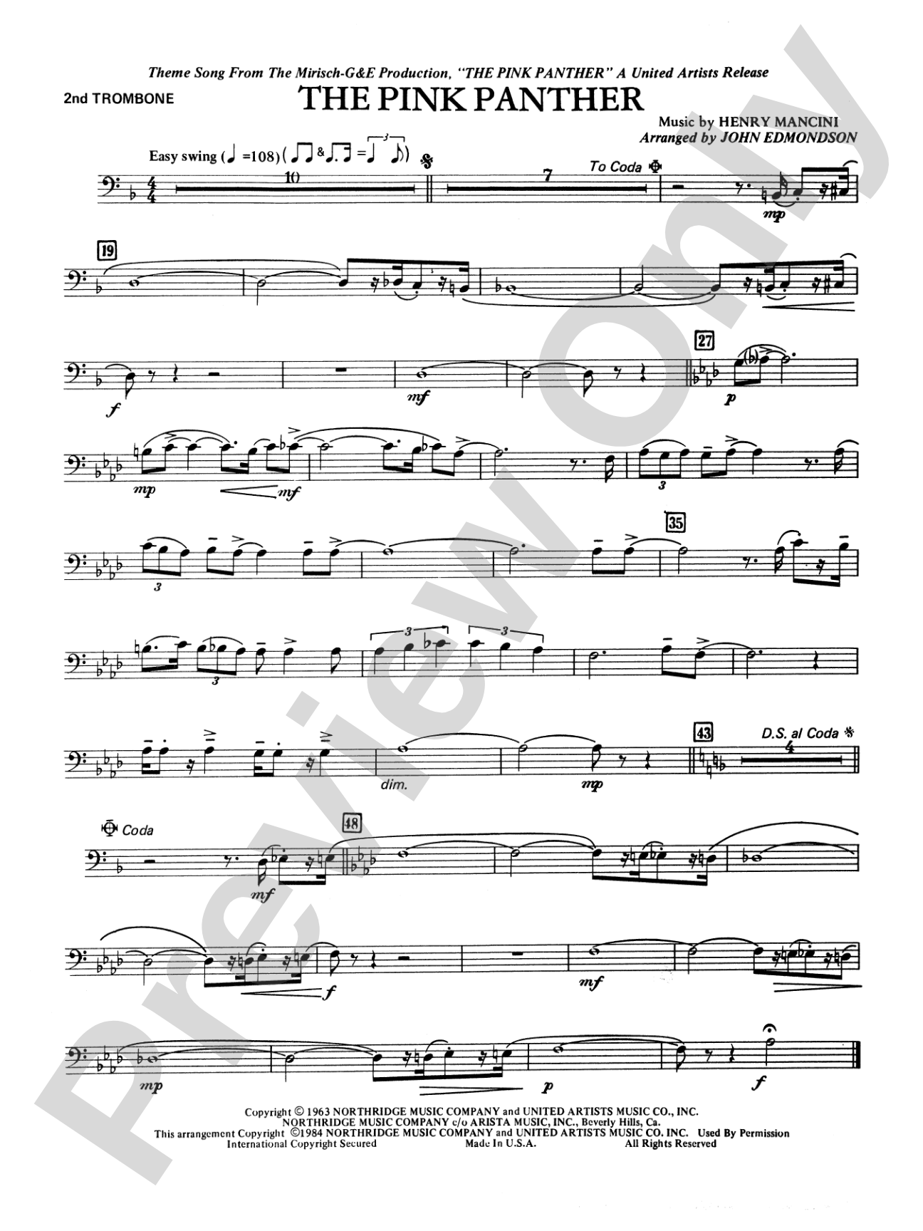 The Pink Panther: 2nd Trombone