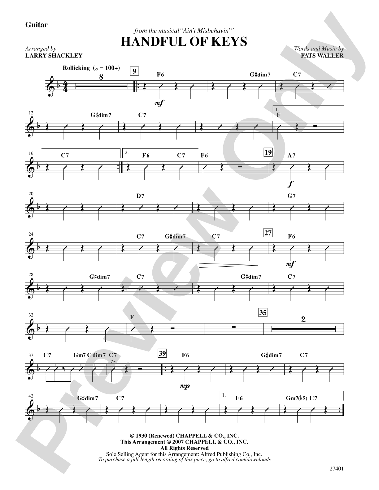 Handful of Keys (from Ain't Misbehavin'): Guitar: Choral SoundPax