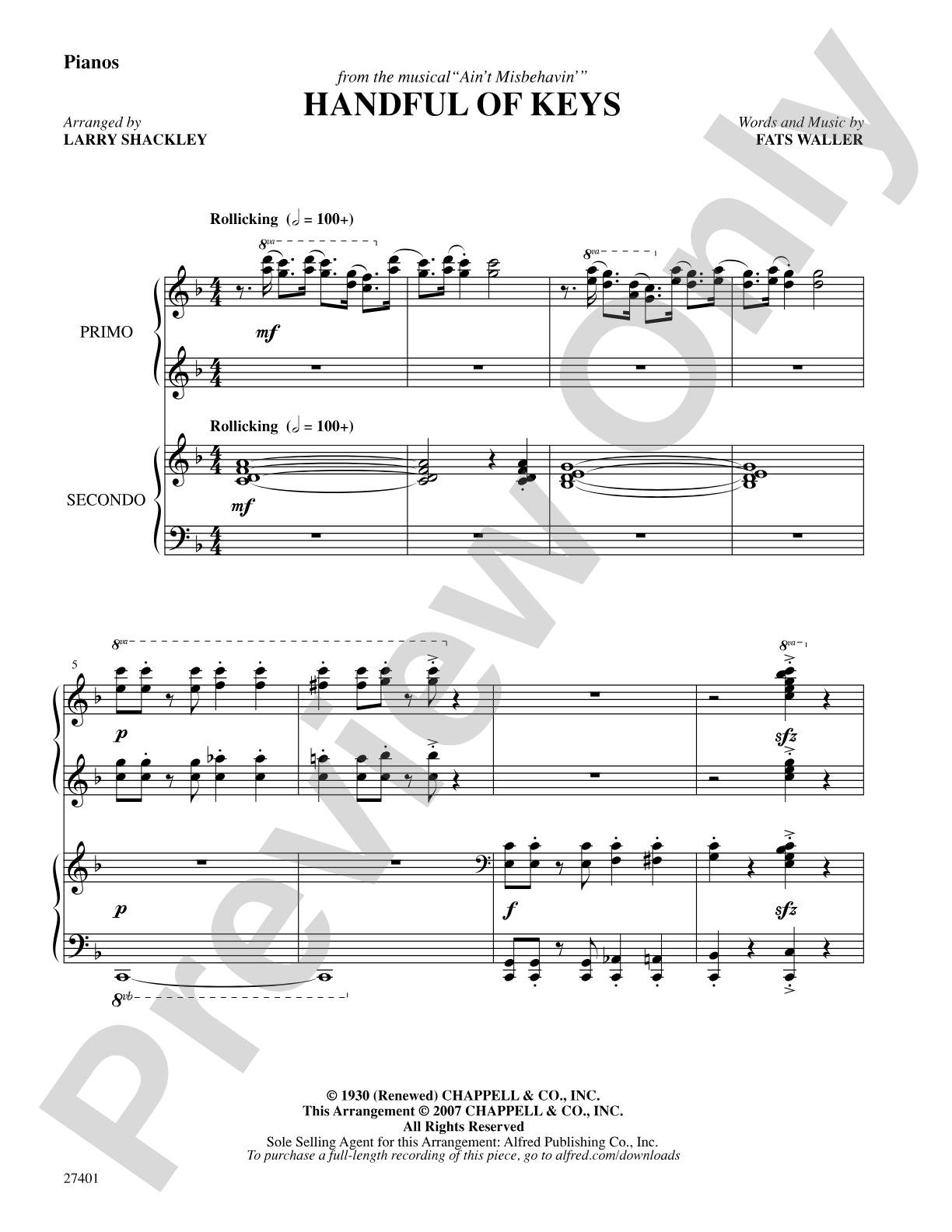 Handful of Keys (from Ain't Misbehavin'): Choral SoundPax