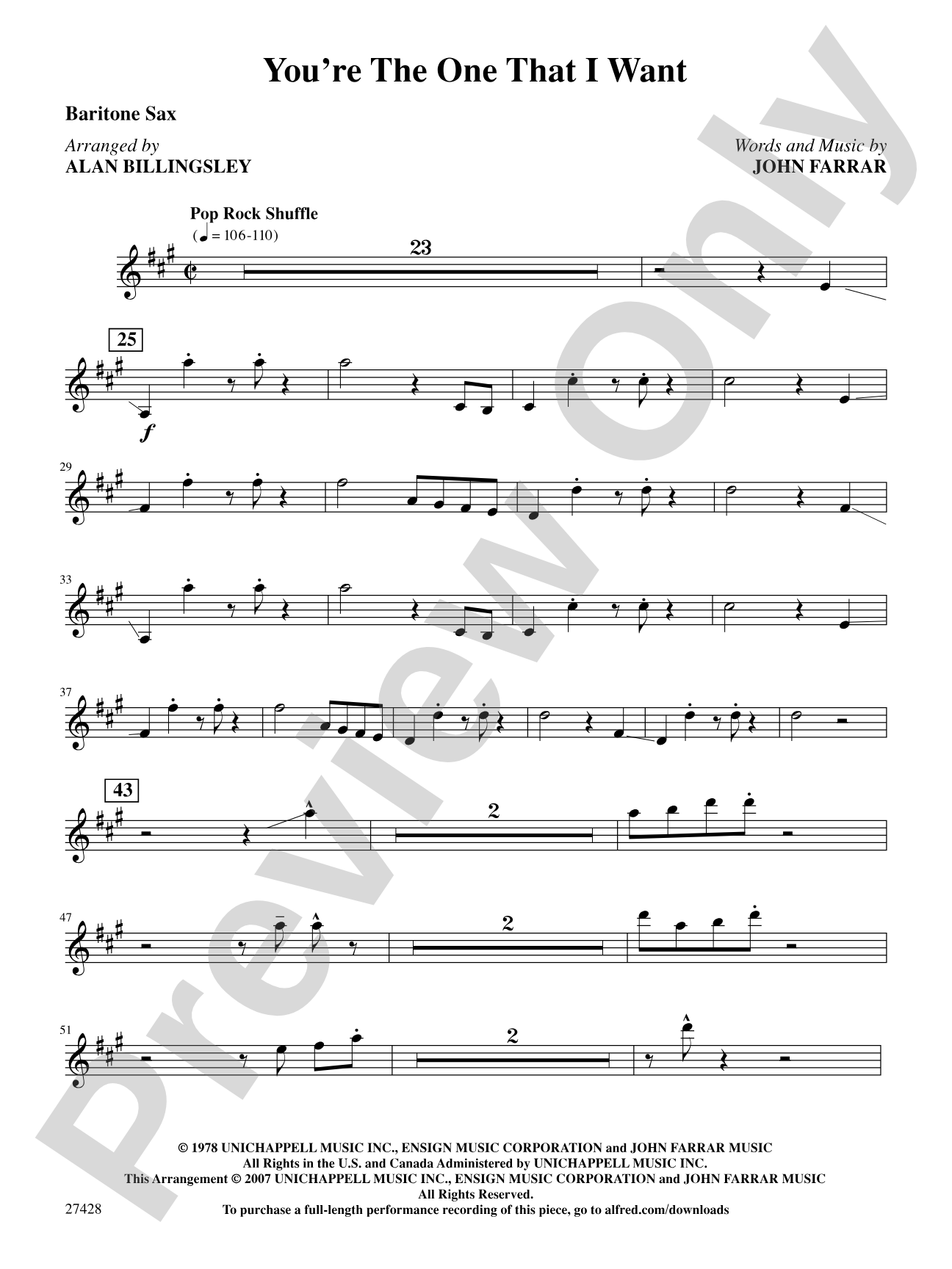 You're the One That I Want (from Grease): E-flat Baritone Saxophone: Choral SoundPax