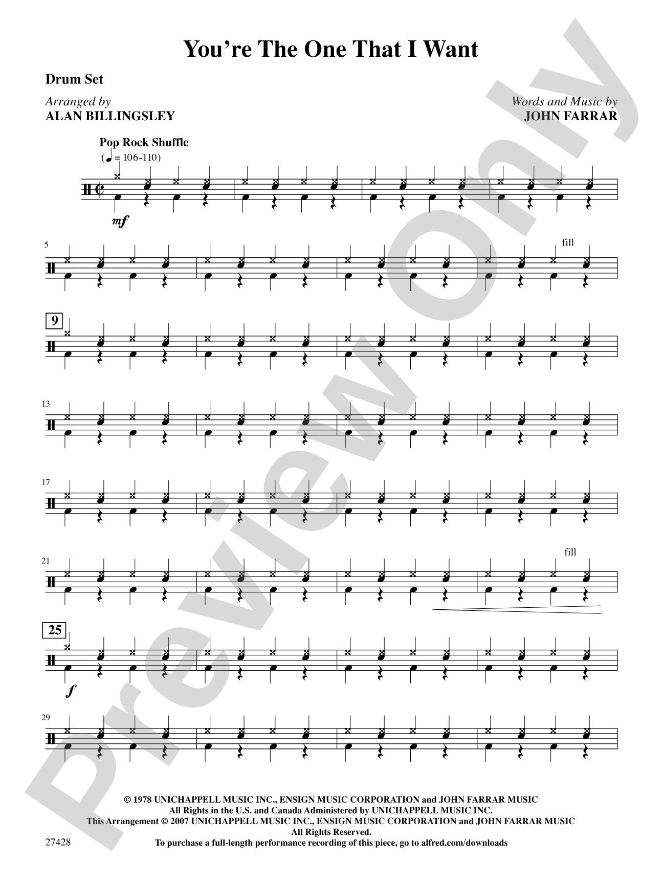 You're the One That I Want (from Grease): Drums: Choral SoundPax