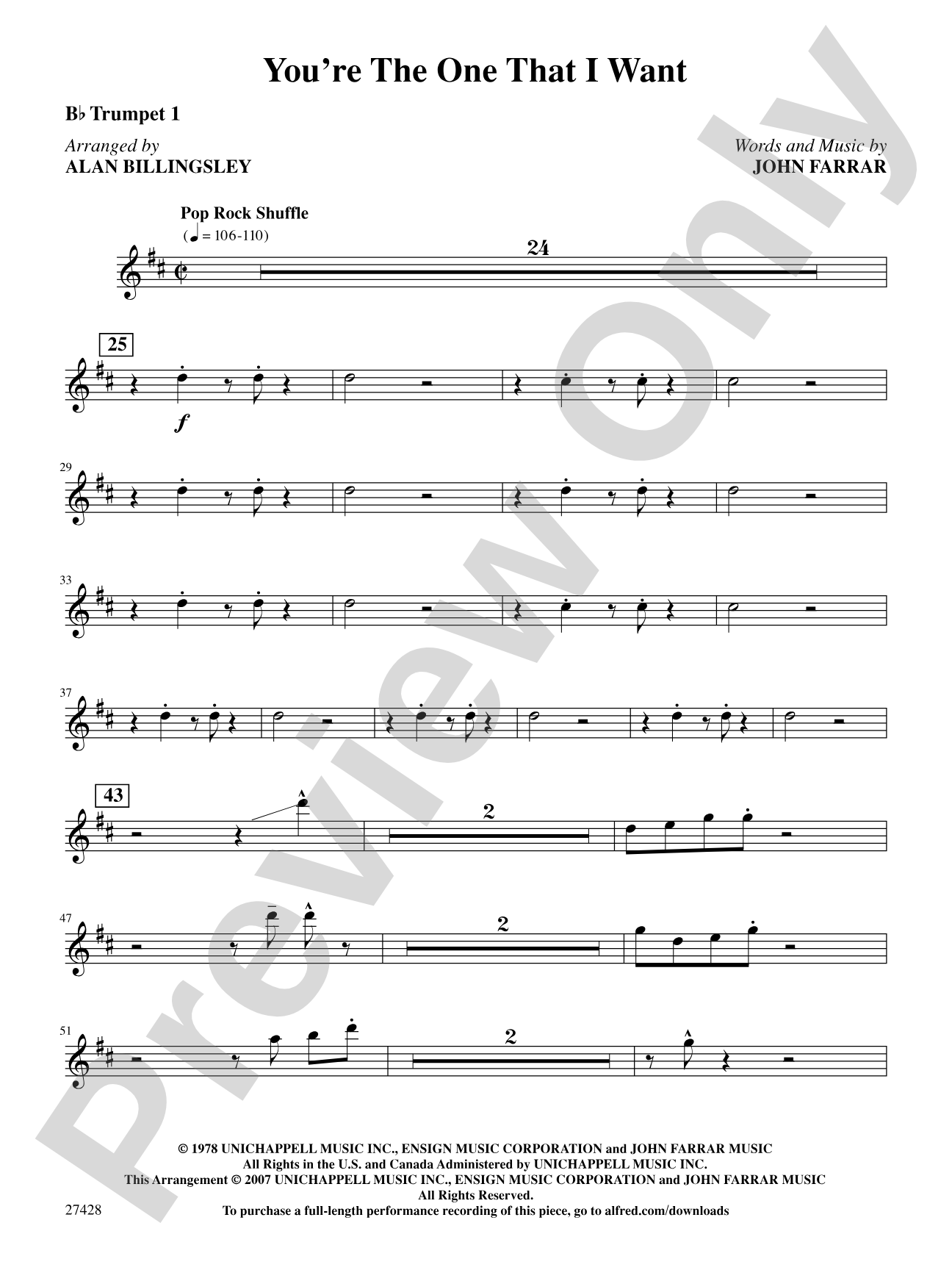 You're the One That I Want (from Grease): 1st B-flat Trumpet: Choral SoundPax