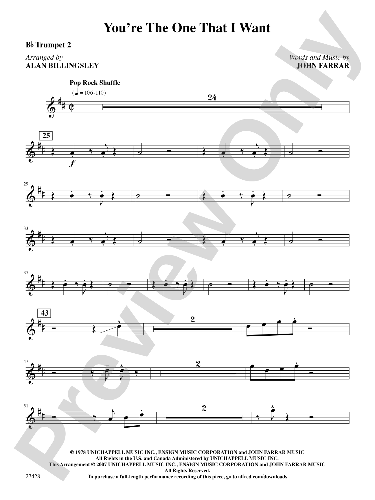 You're the One That I Want (from Grease): 2nd B-flat Trumpet: Choral SoundPax