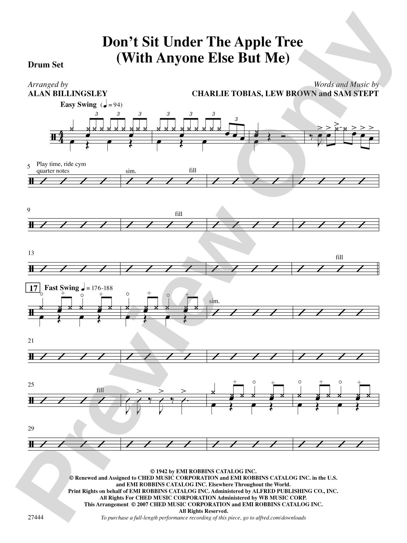Don't Sit Under the Apple Tree (With Anyone Else but Me): Drums: Choral SoundPax