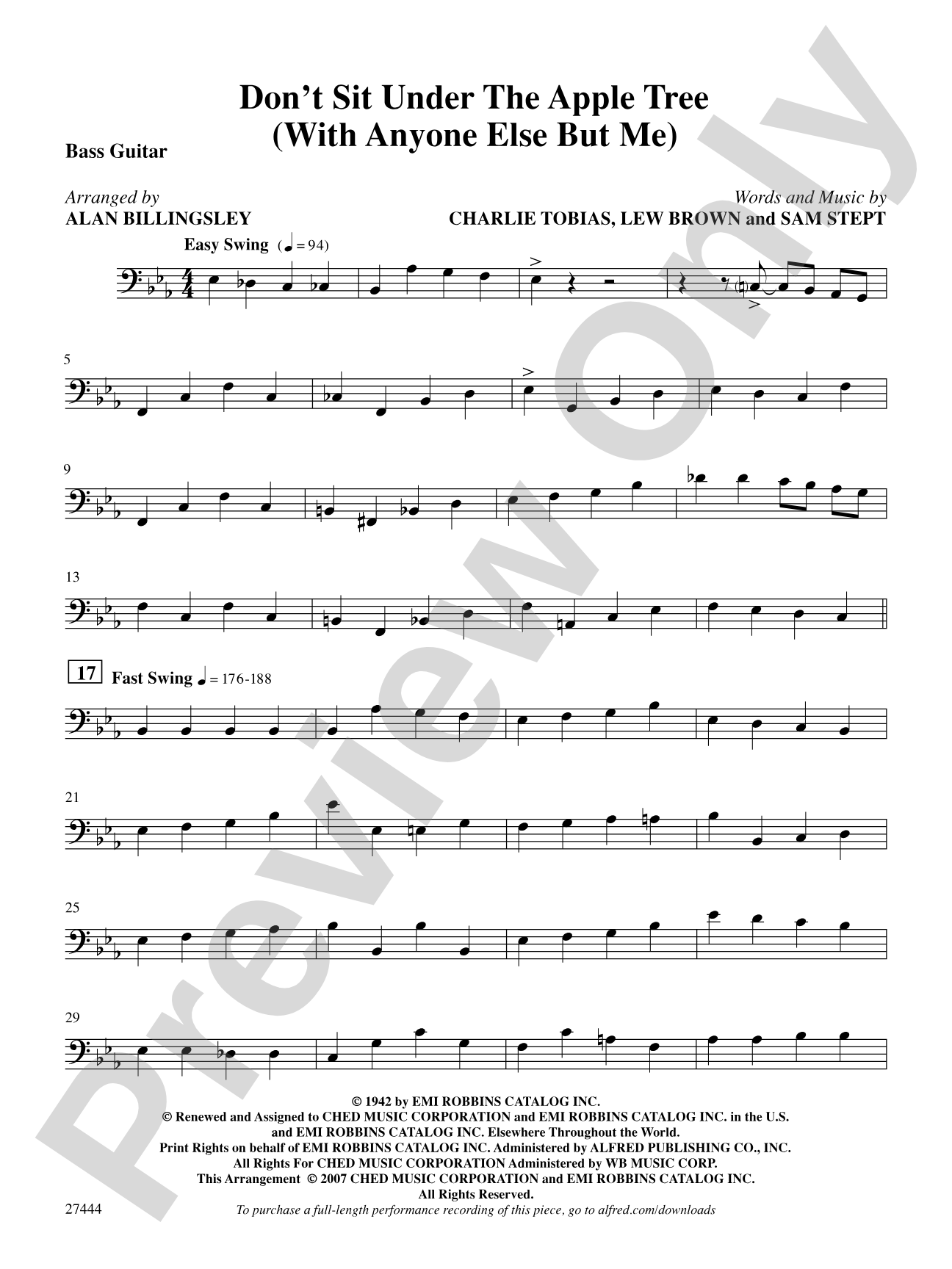 Don't Sit Under the Apple Tree (With Anyone Else but Me): String Bass: Choral SoundPax