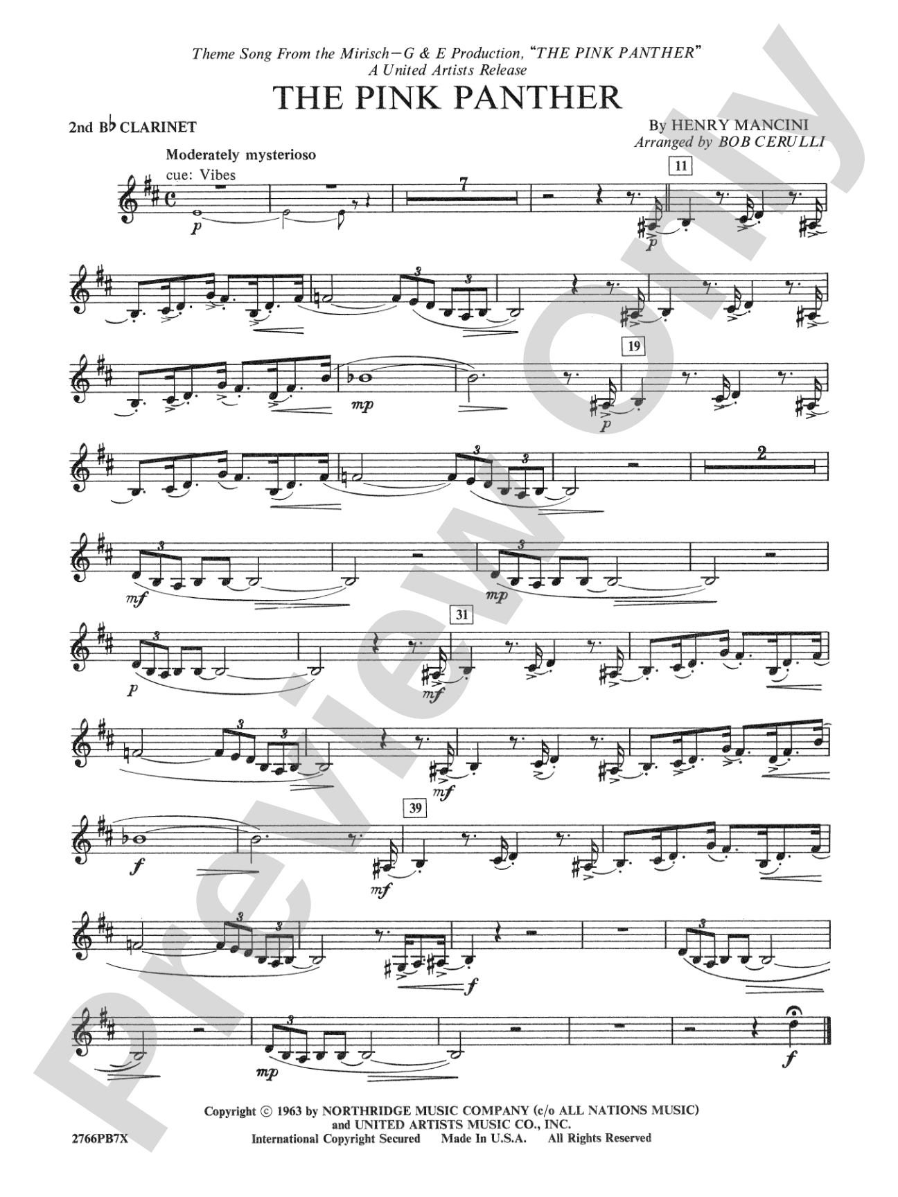 The Pink Panther: 2nd B-flat Clarinet