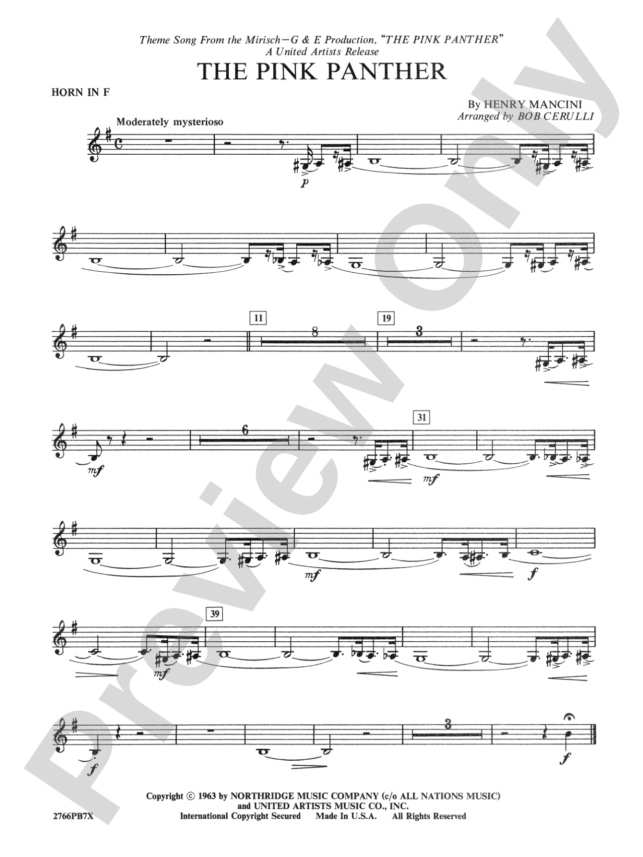 The Pink Panther: 1st F Horn