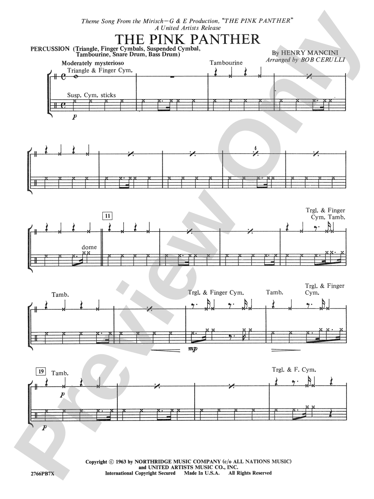 The Pink Panther: 1st Percussion