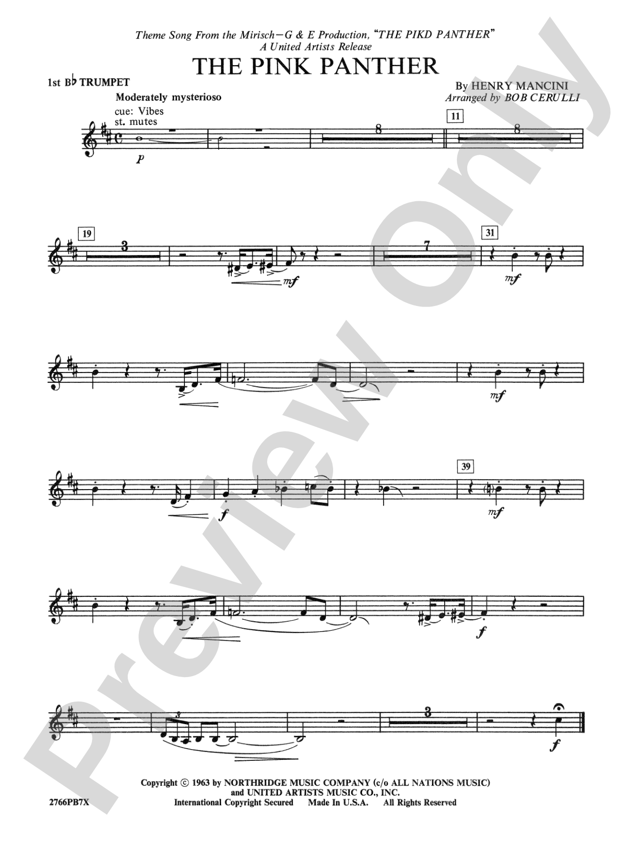 The Pink Panther: 1st B-flat Trumpet