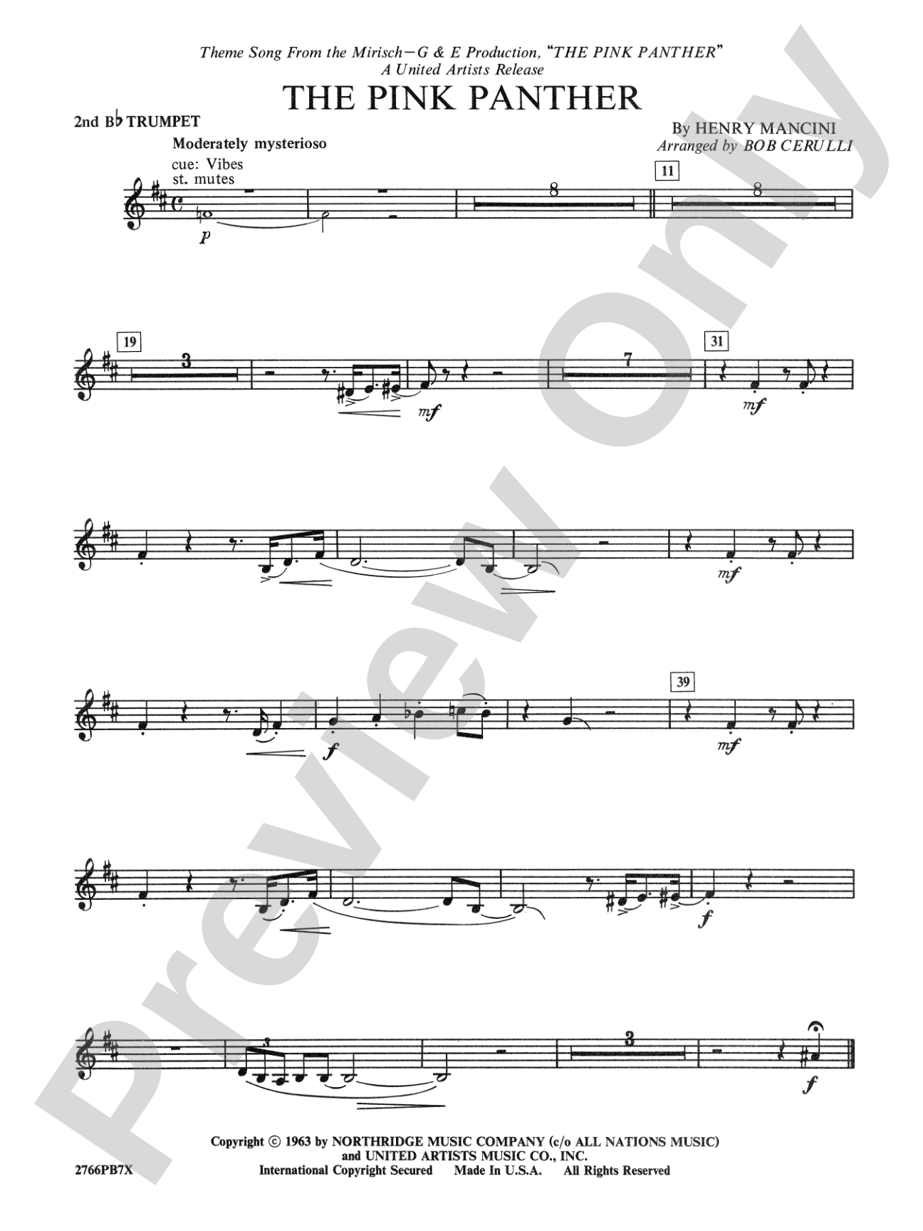 The Pink Panther: 2nd B-flat Trumpet
